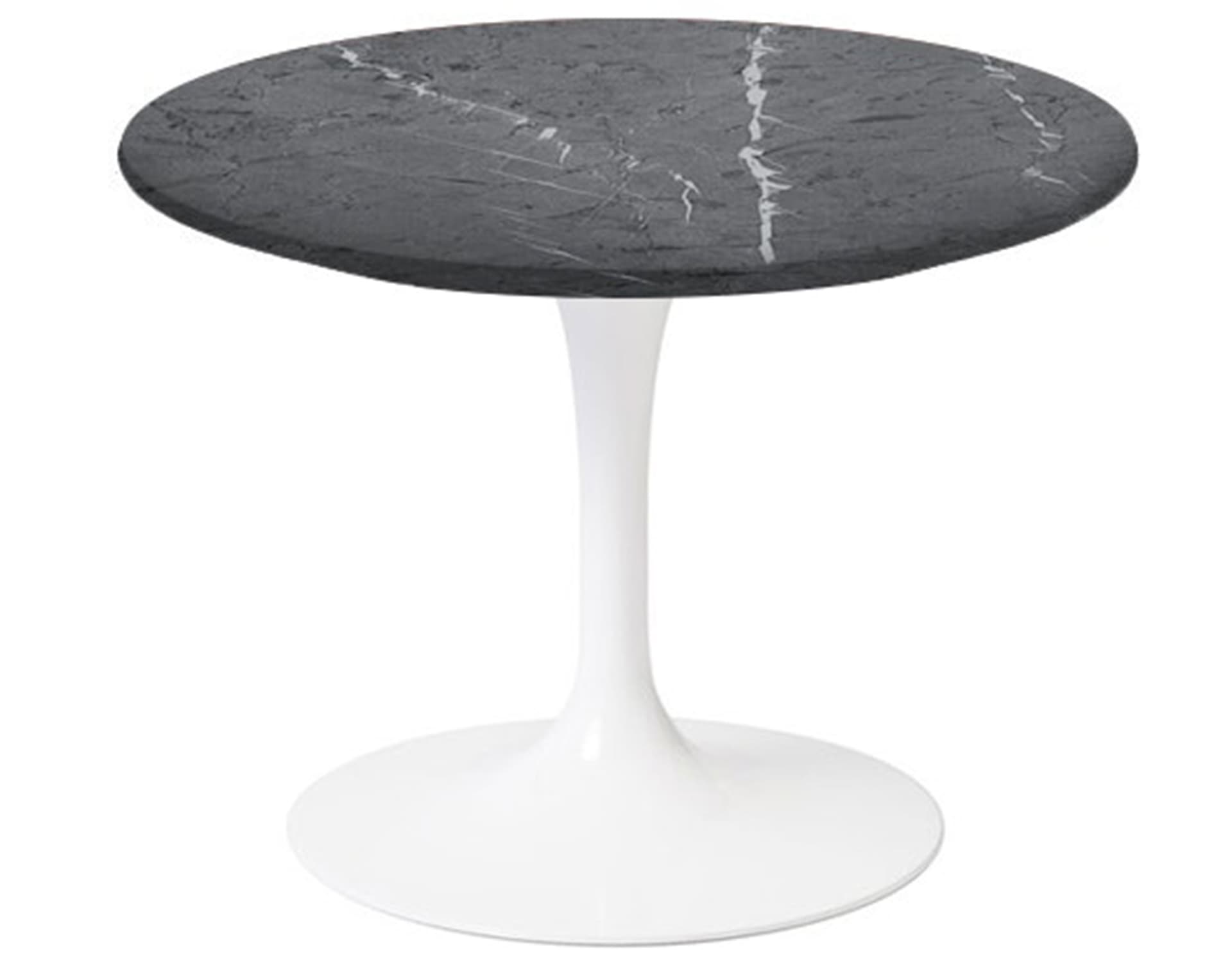 saarinen coffee table - 20" round / high gloss - white / satin marble - grigio marquina