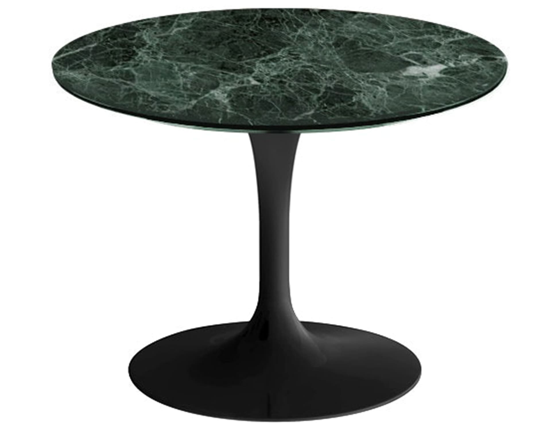 saarinen coffee table - 20" round / high gloss - black / satin marble - verde alpi