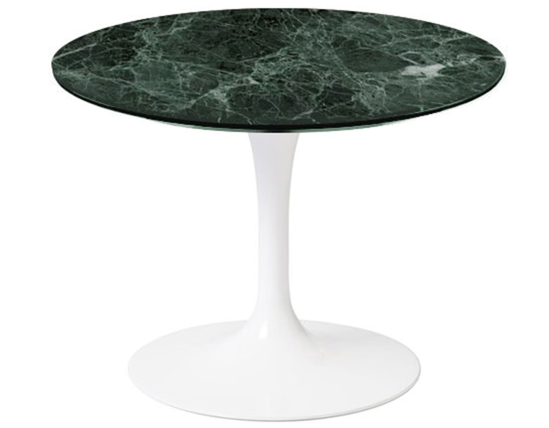 saarinen coffee table - 20" round / high gloss - white / polished marble - verde alpi