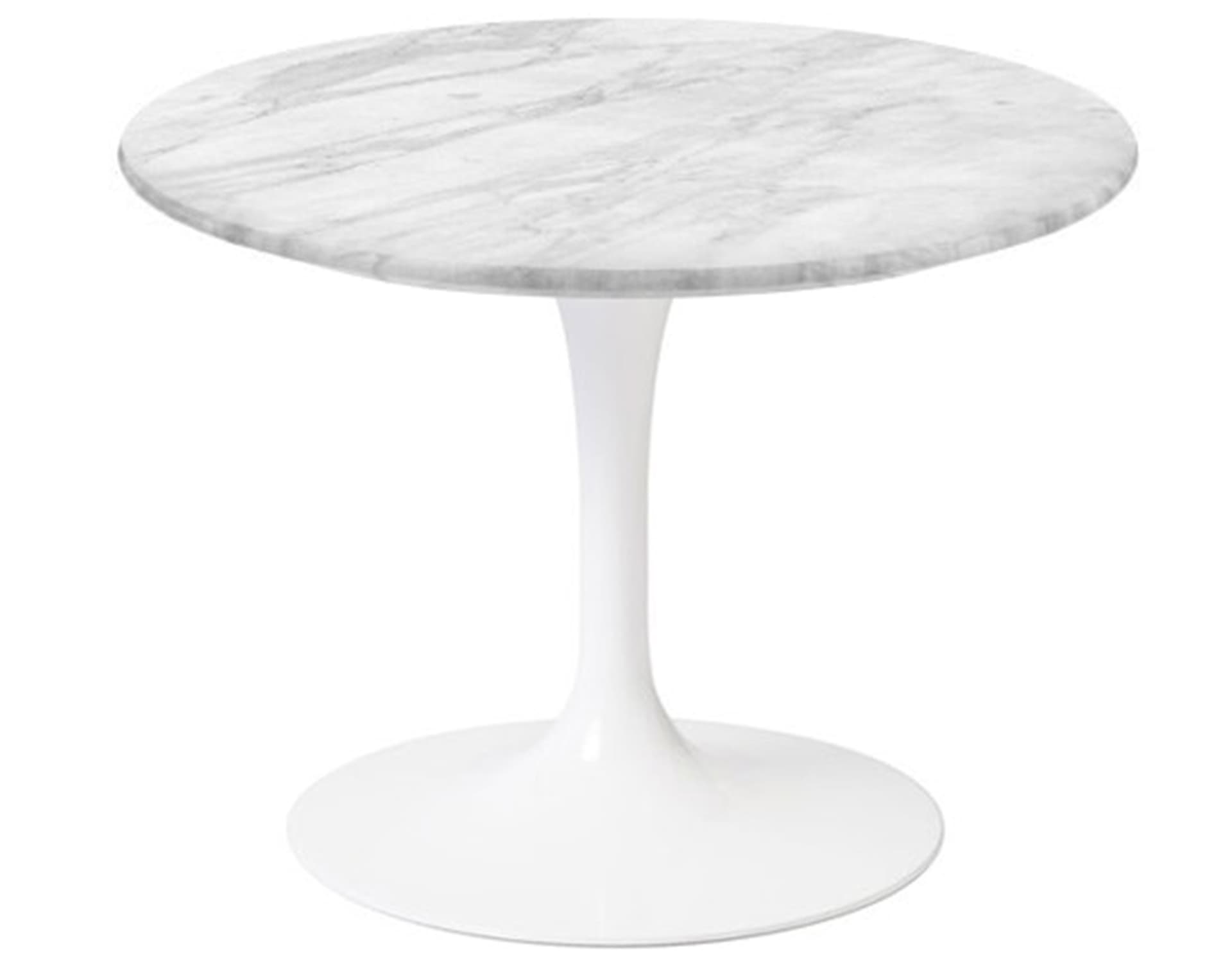 saarinen coffee table - 20" round / high gloss - white / satin marble - carrara