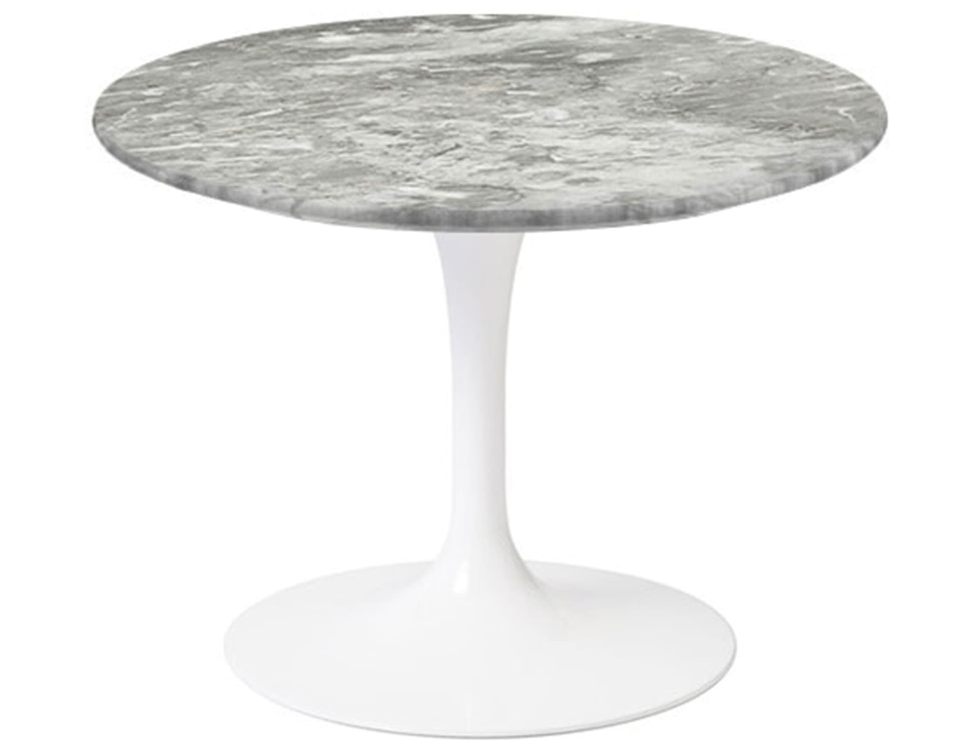 saarinen coffee table - 20" round / high gloss - white / satin marble - grey