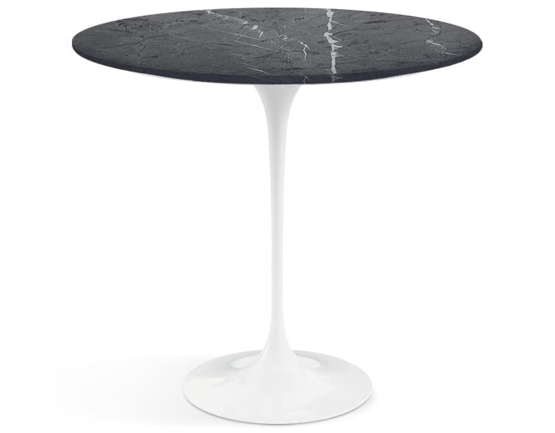 saarinen side table - 22" oval / polished marble - grigio marquina / high gloss - white