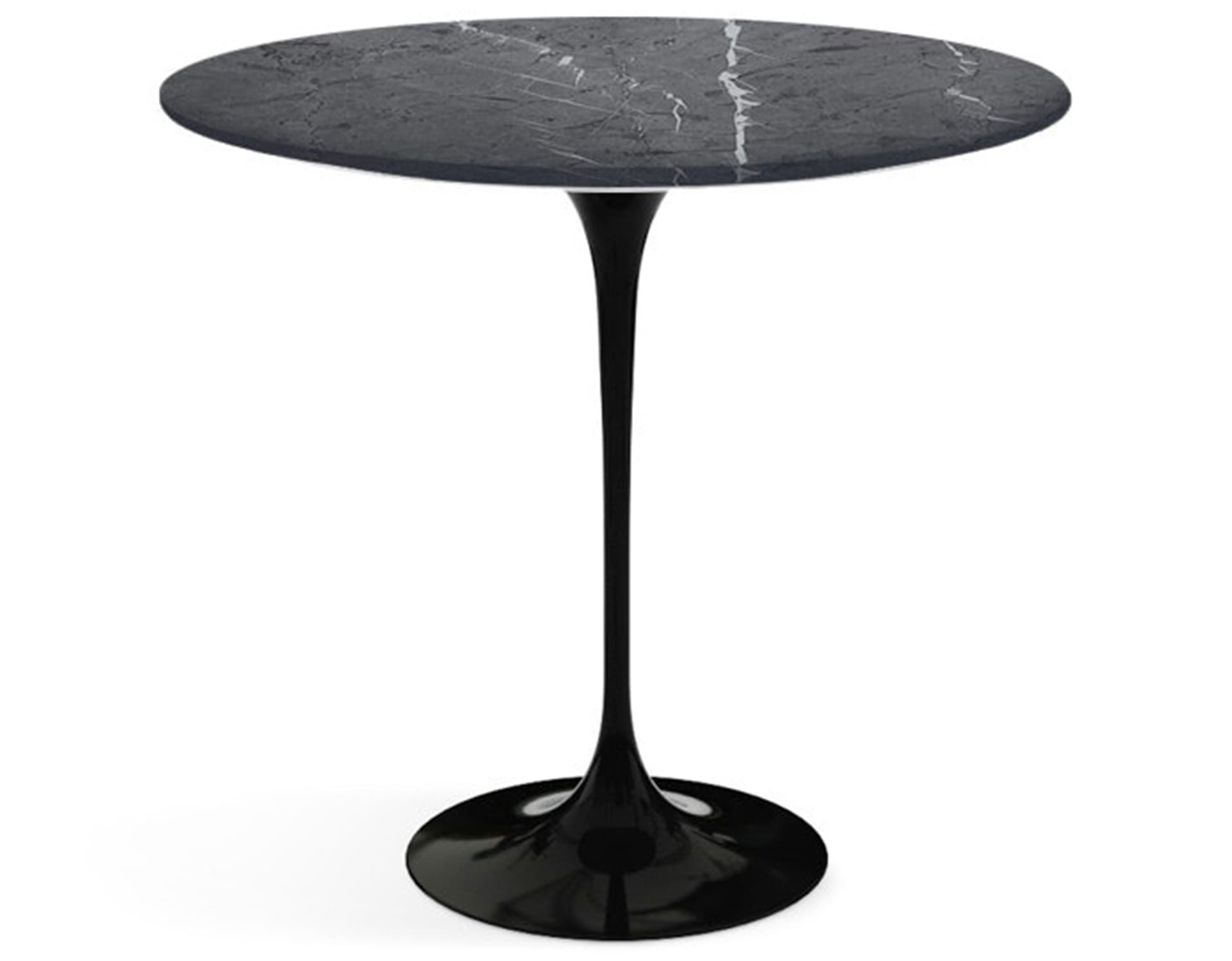 saarinen side table - 22" oval / polished marble - grigio marquina / high gloss - black