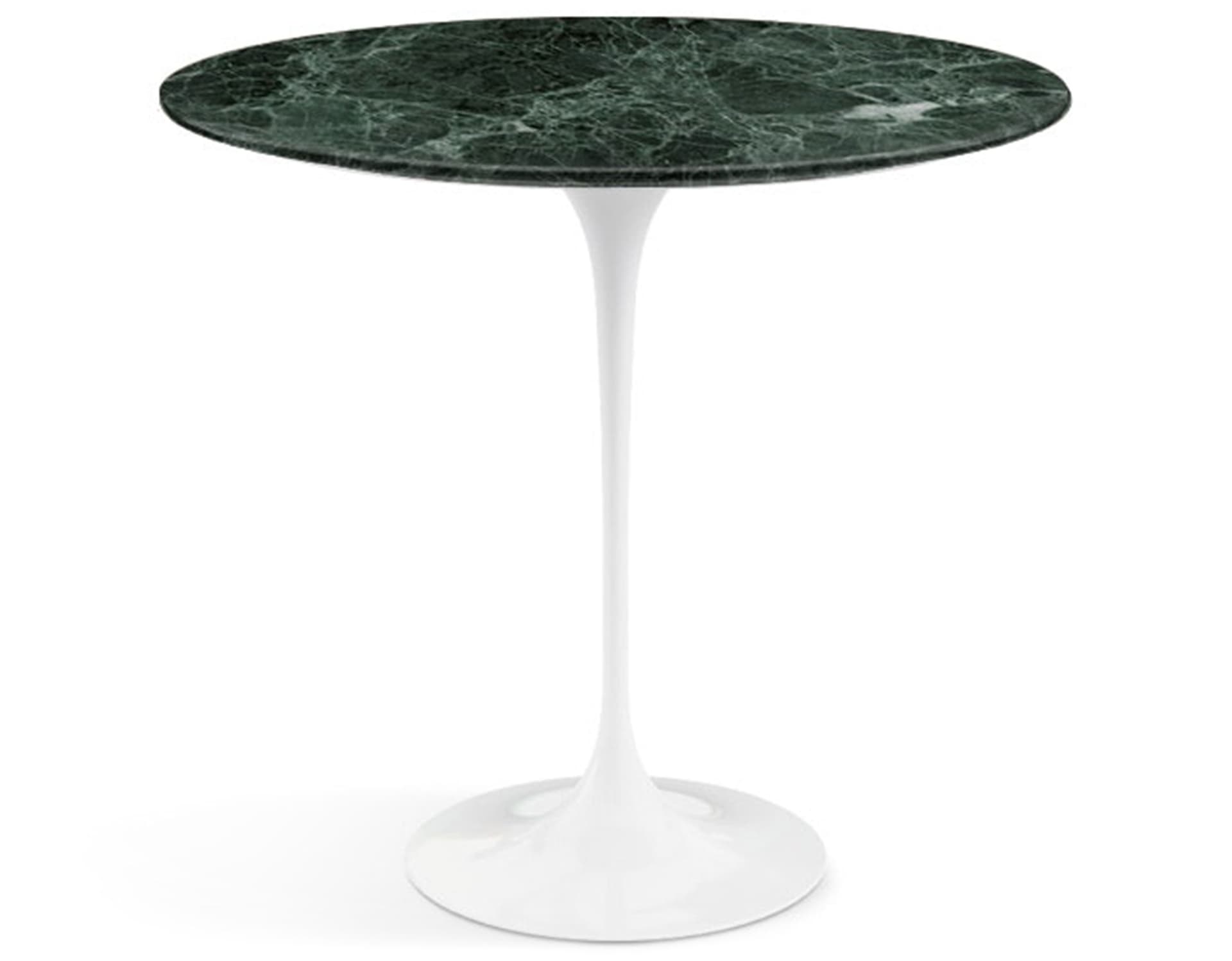 saarinen side table - 22" oval / polished marble - verde alpi / high gloss - white