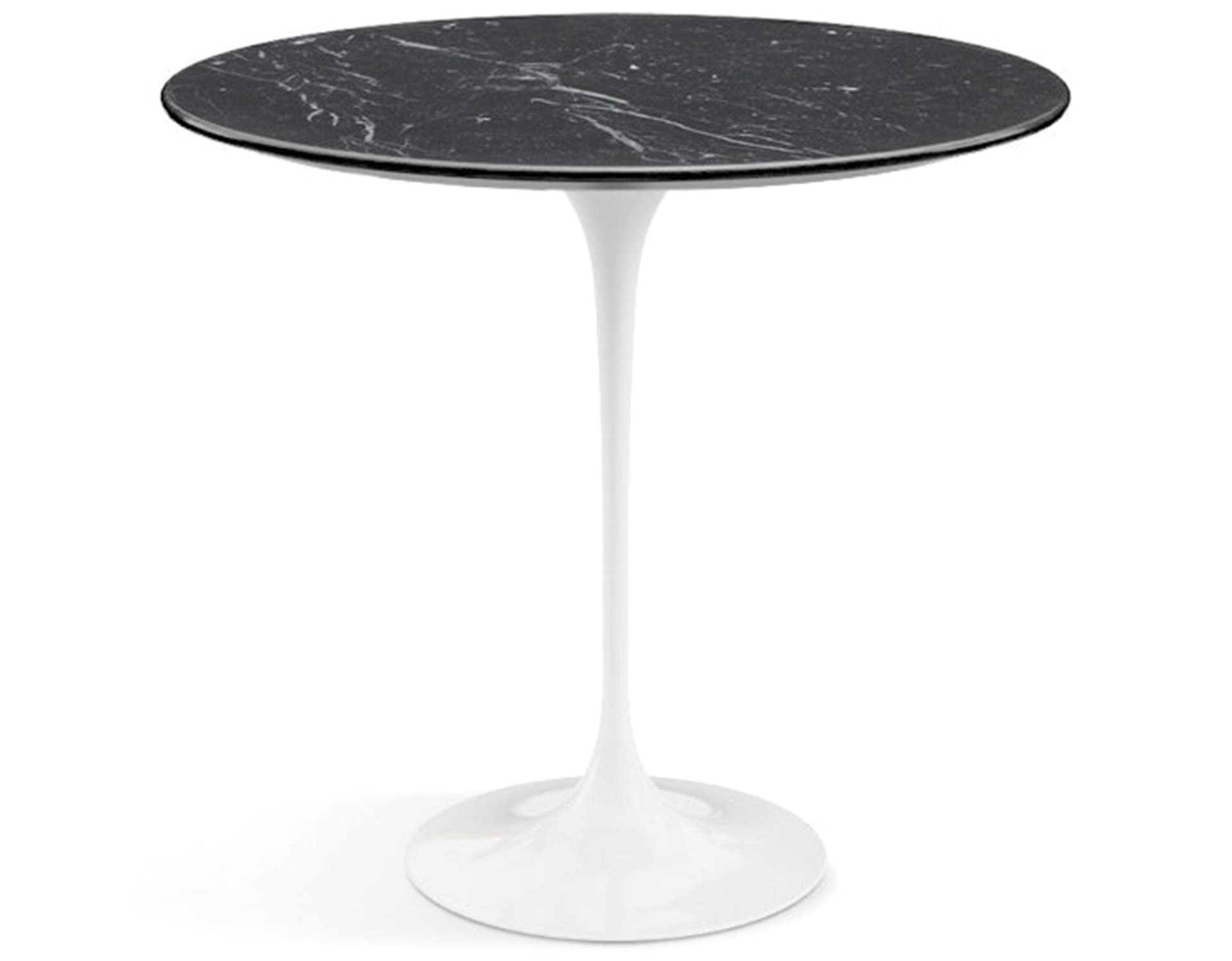 saarinen side table - 22" oval / polished marble - nero marquina / high gloss - white