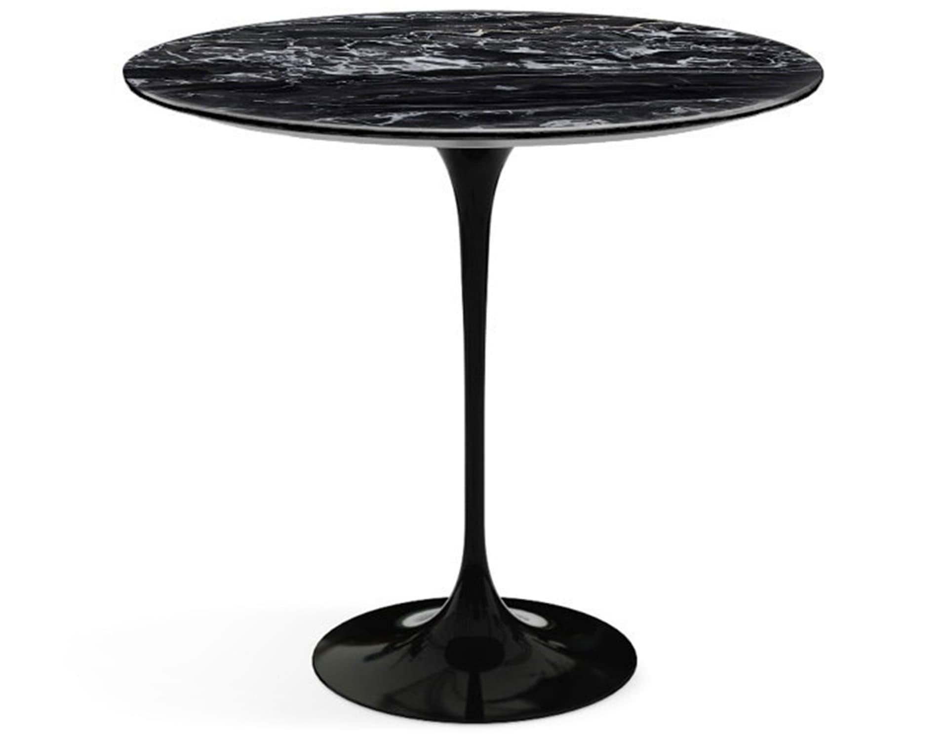 saarinen side table - 22" oval / polished marble - portoro / high gloss - black