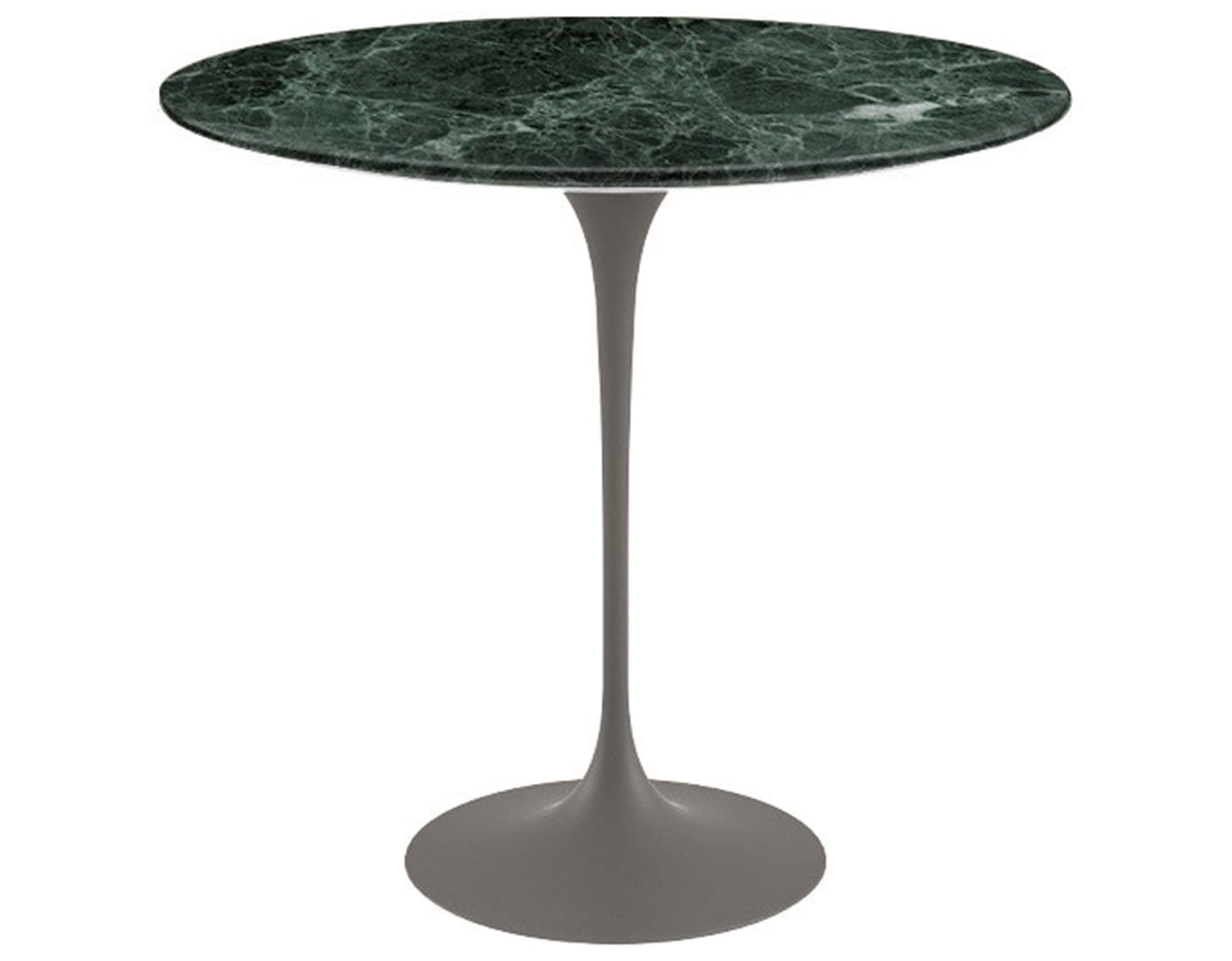 saarinen side table - 22" oval / polished marble - verde alpi / satin - grey