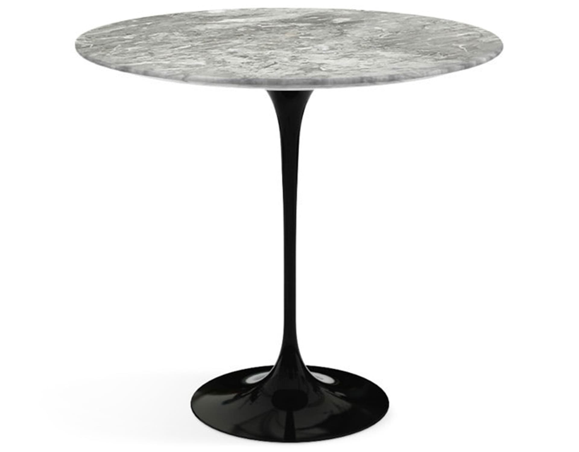 saarinen side table - 22" oval / satin marble - grey / high gloss - black