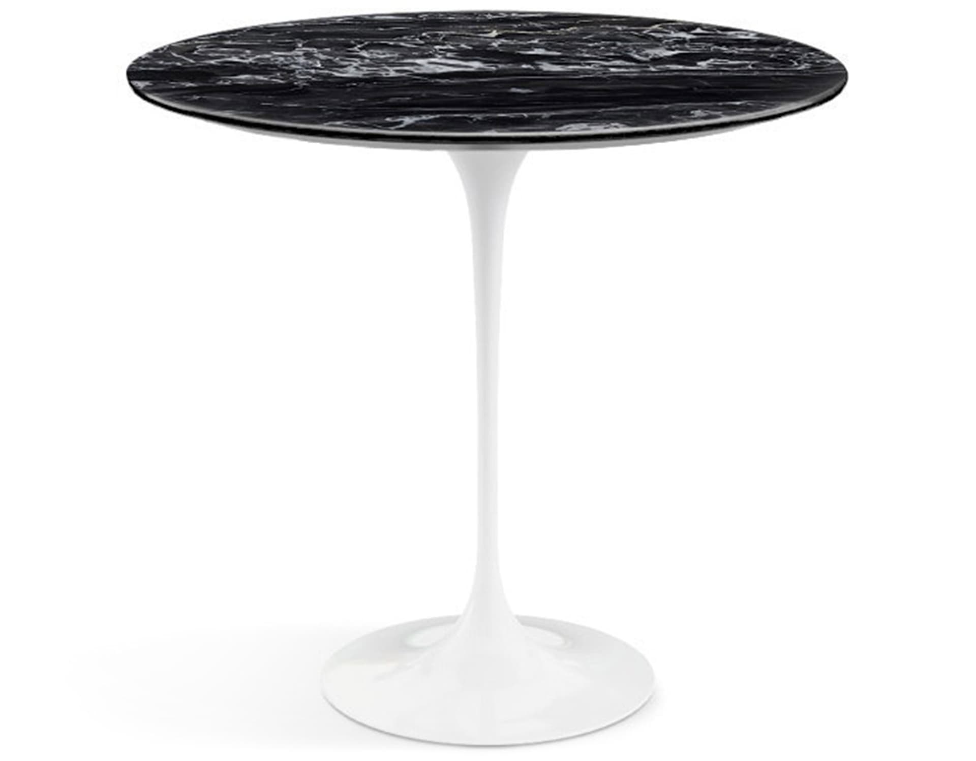 saarinen side table - 22" oval / satin marble - portoro / high gloss - white