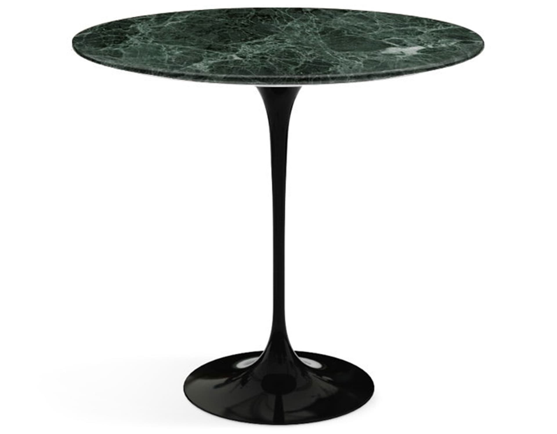 saarinen side table - 22" oval / satin marble - verde alpi / high gloss - black