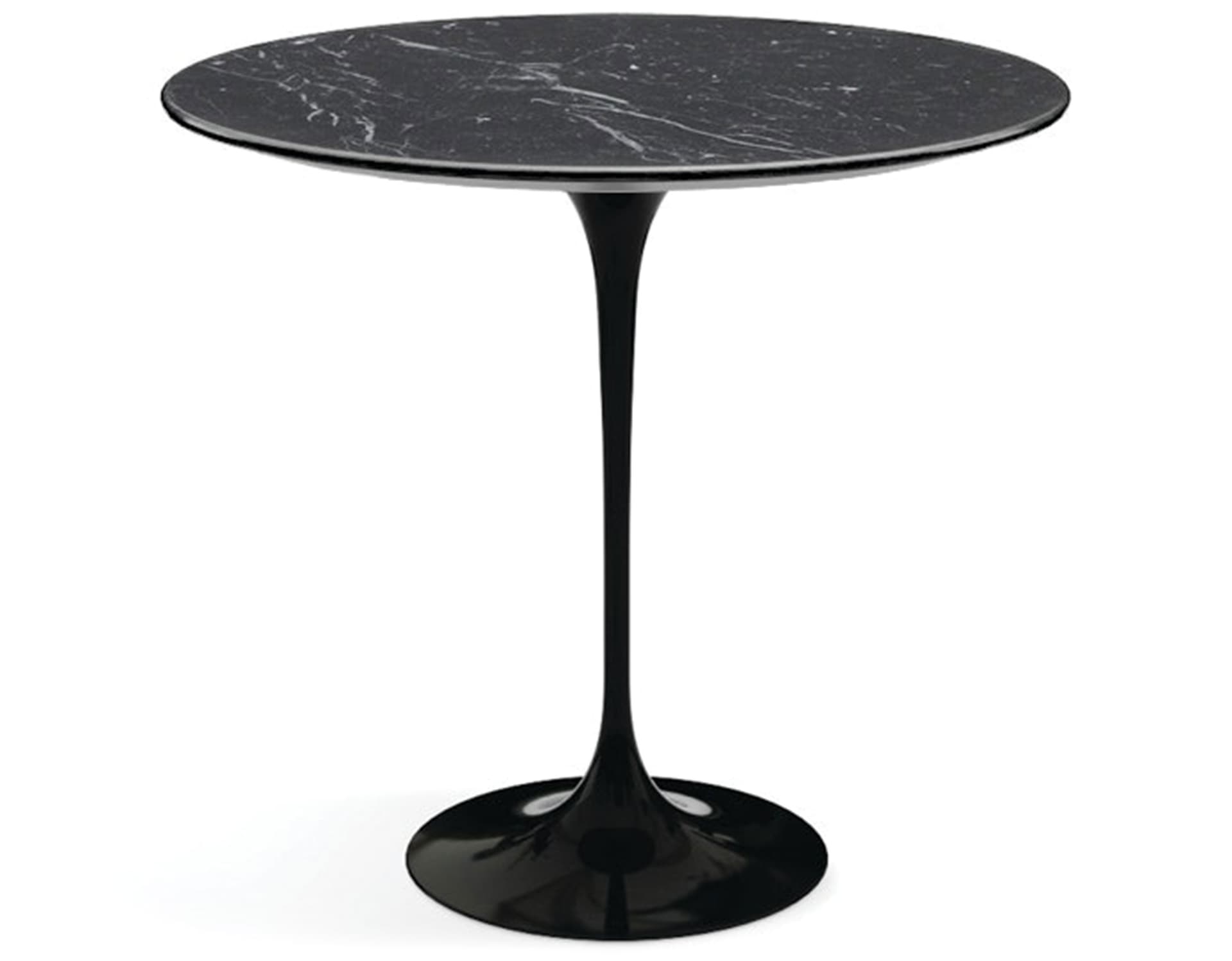 saarinen side table - 22" oval / satin marble - nero marquina / high gloss - black