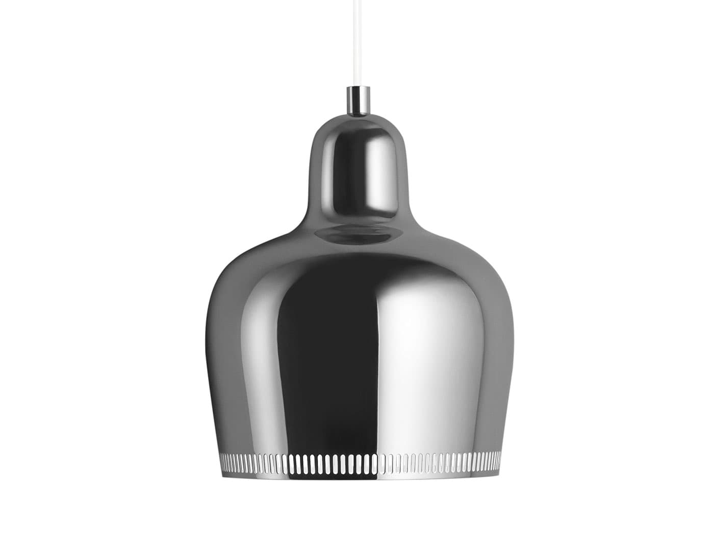 golden bell pendant lamp a330s / chrome with white cord