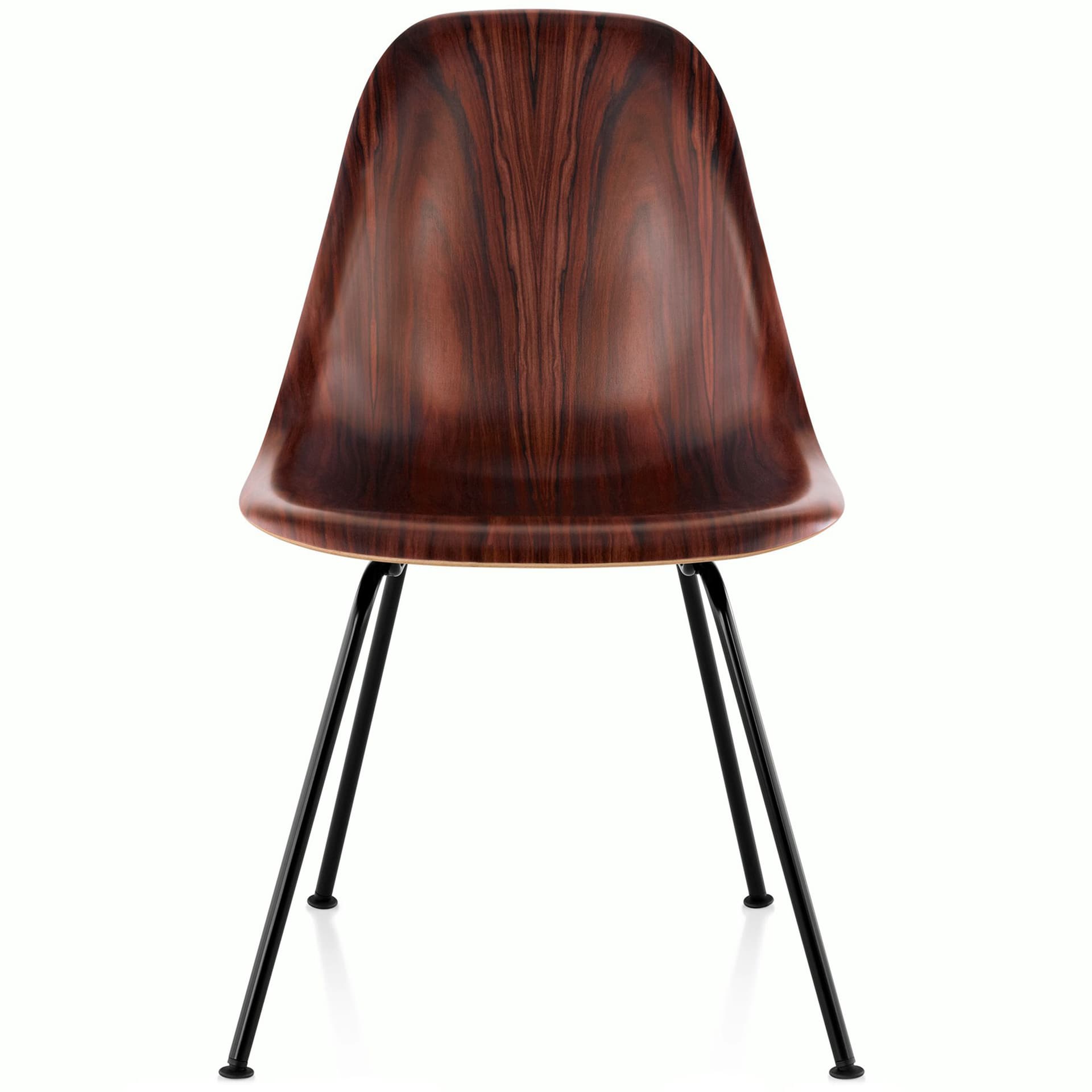 eames molded wood side chair with 4 leg base / standard glides  / santos palisander  / black