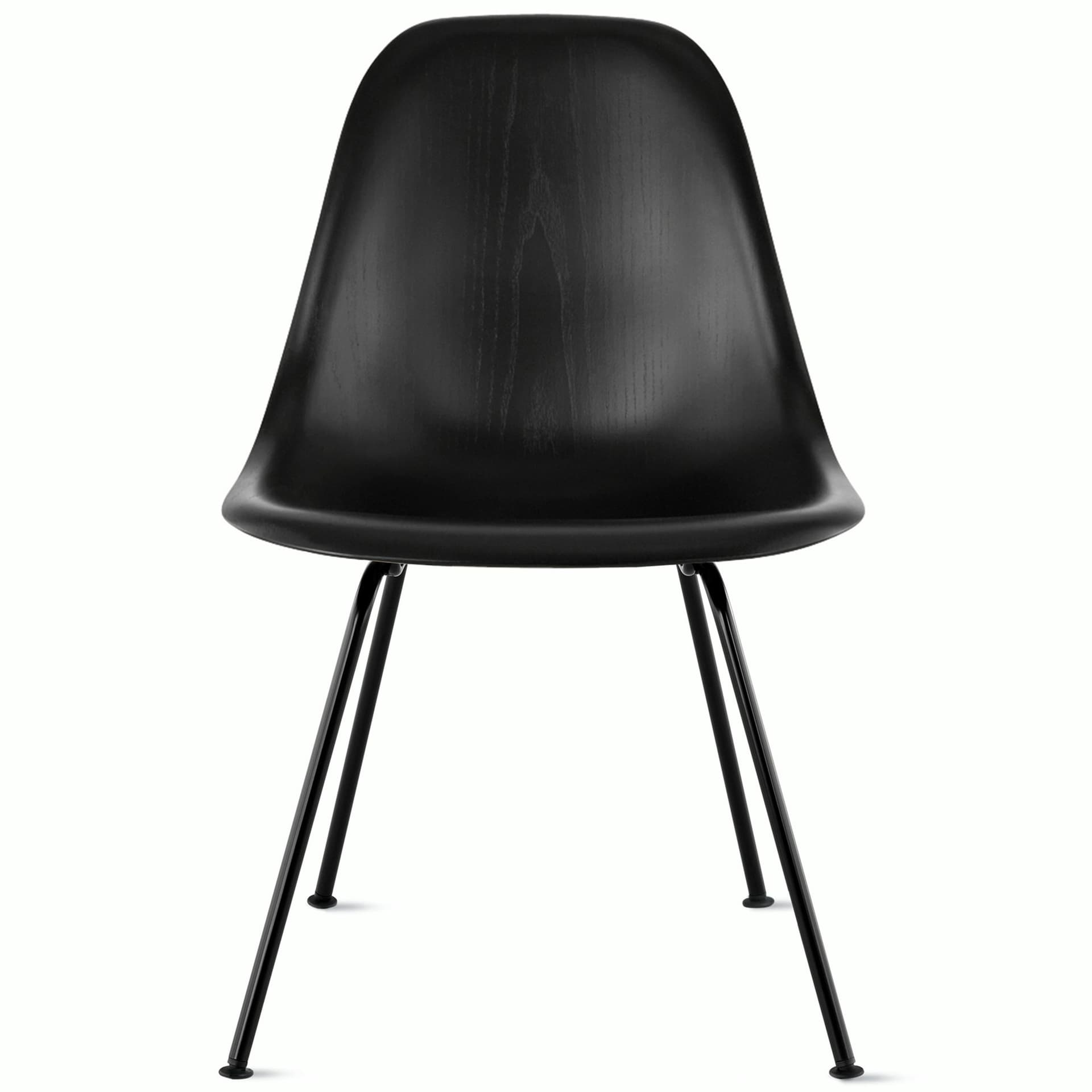 eames molded wood side chair with 4 leg base / standard glides with felt bottom  / ebony  / black
