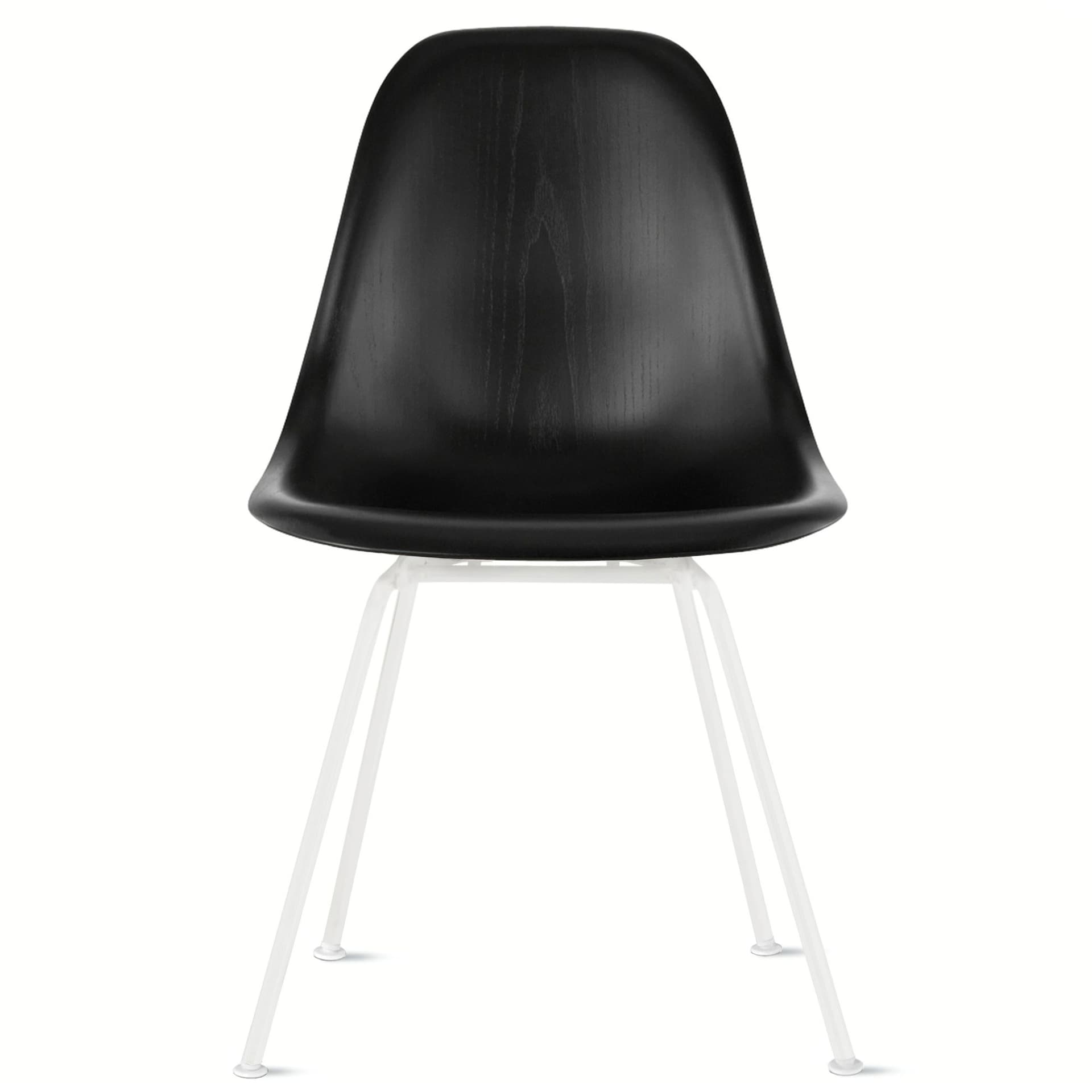 eames molded wood side chair with 4 leg base / standard glides with felt bottom  / ebony  / white
