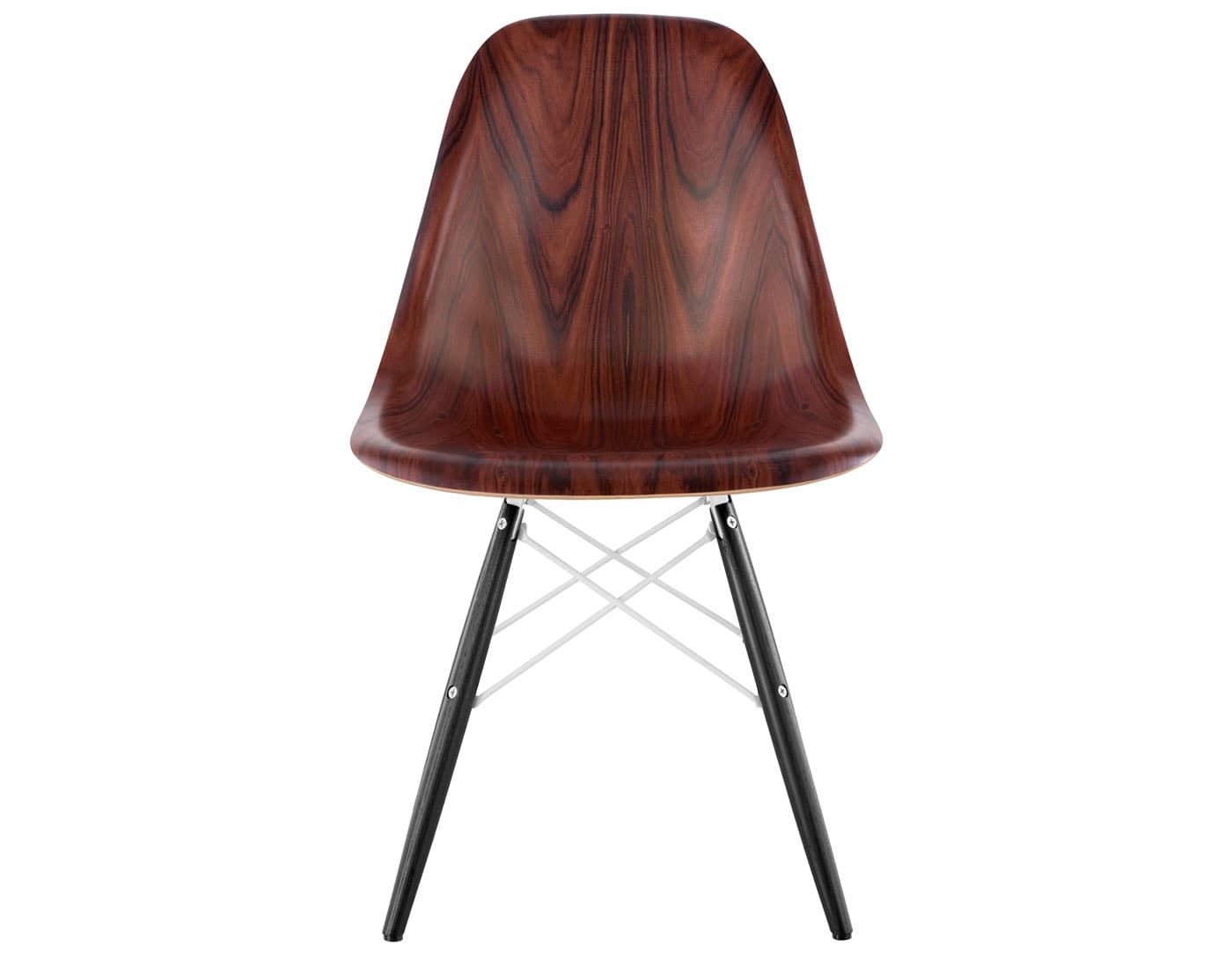 eames molded wood side chair with dowel base / standard glides with felt bottom  / santos palisander  / white  / ebony with black glides