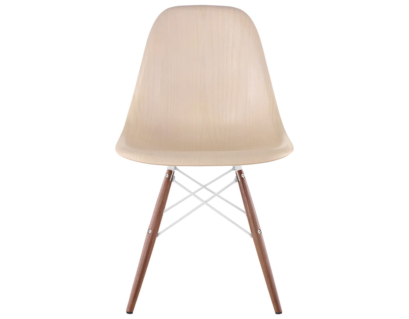 eames molded wood side chair with dowel base / standard glides  / white ash  / white  / walnut with black glides