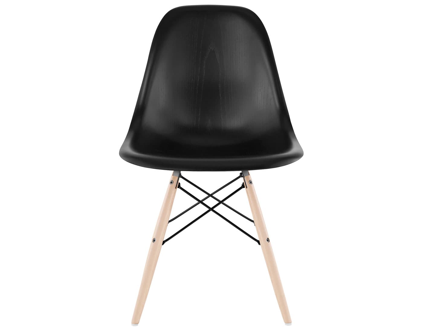 eames molded wood side chair with dowel base / standard glides  / ebony  / black  / maple with white glides