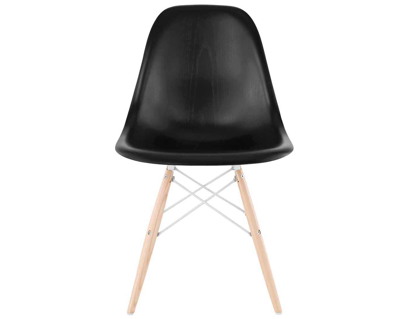 eames molded wood side chair with dowel base / standard glides with felt bottom  / ebony  / white  / white oak with white glides