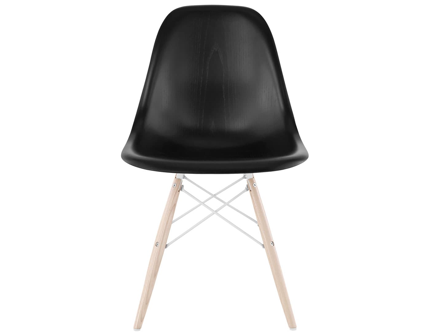 eames molded wood side chair with dowel base / standard glides with felt bottom  / ebony  / white  / white ash with white glides