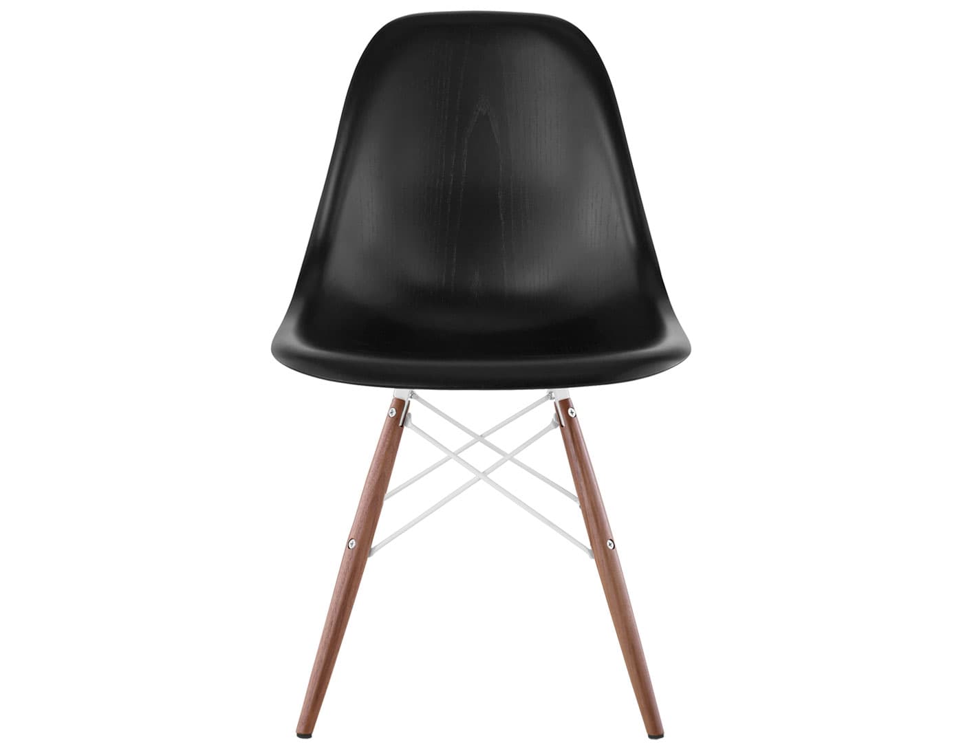 eames molded wood side chair with dowel base / standard glides with felt bottom  / ebony  / white  / walnut with black glides