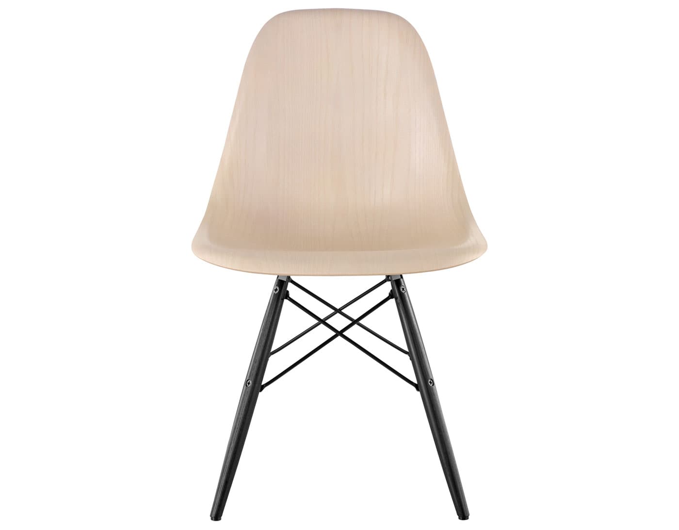 eames molded wood side chair with dowel base / standard glides with felt bottom  / white ash  / black  / ebony with black glides