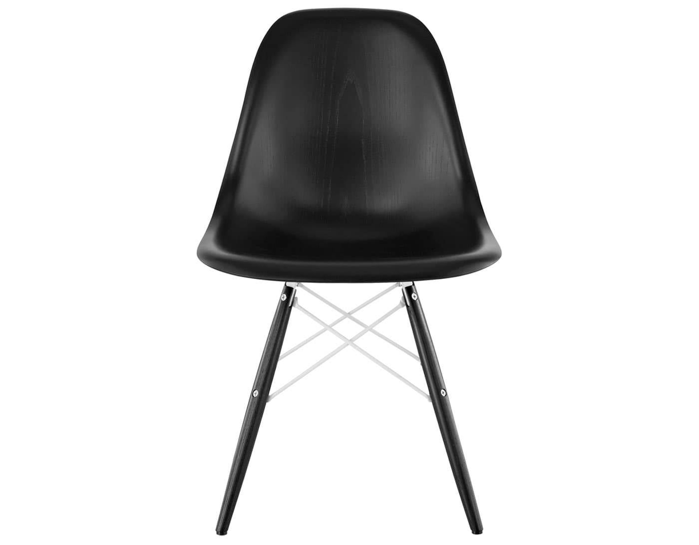 eames molded wood side chair with dowel base / standard glides with felt bottom  / ebony  / white  / ebony with black glides