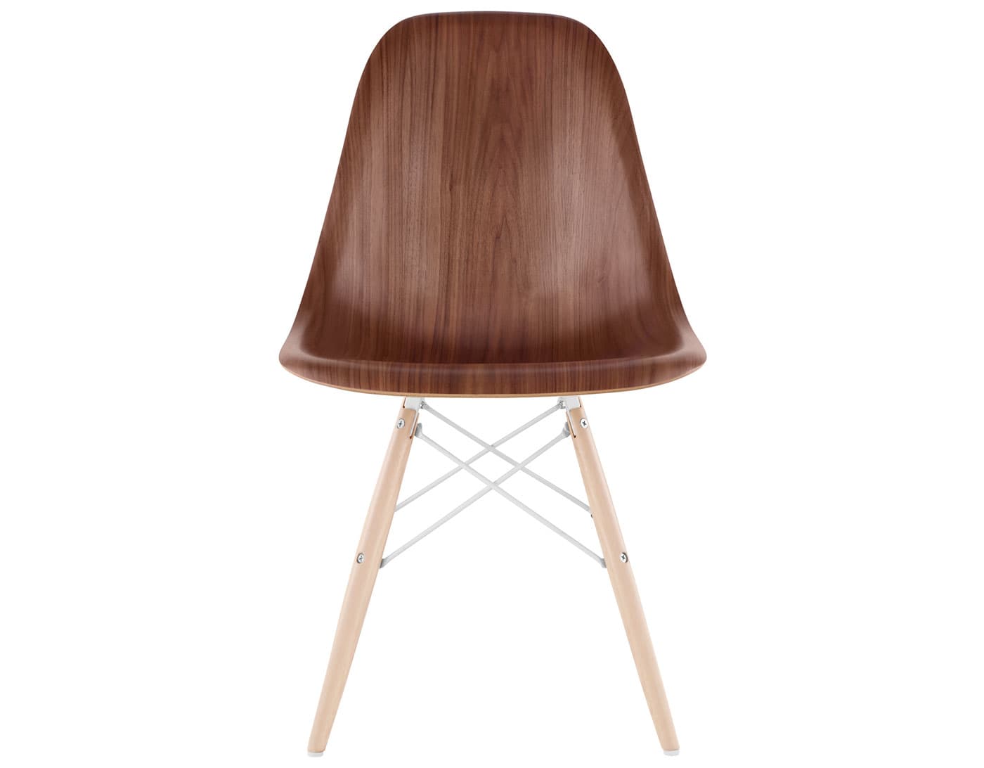 eames molded wood side chair with dowel base / standard glides with felt bottom  / walnut  / white  / maple with white glides