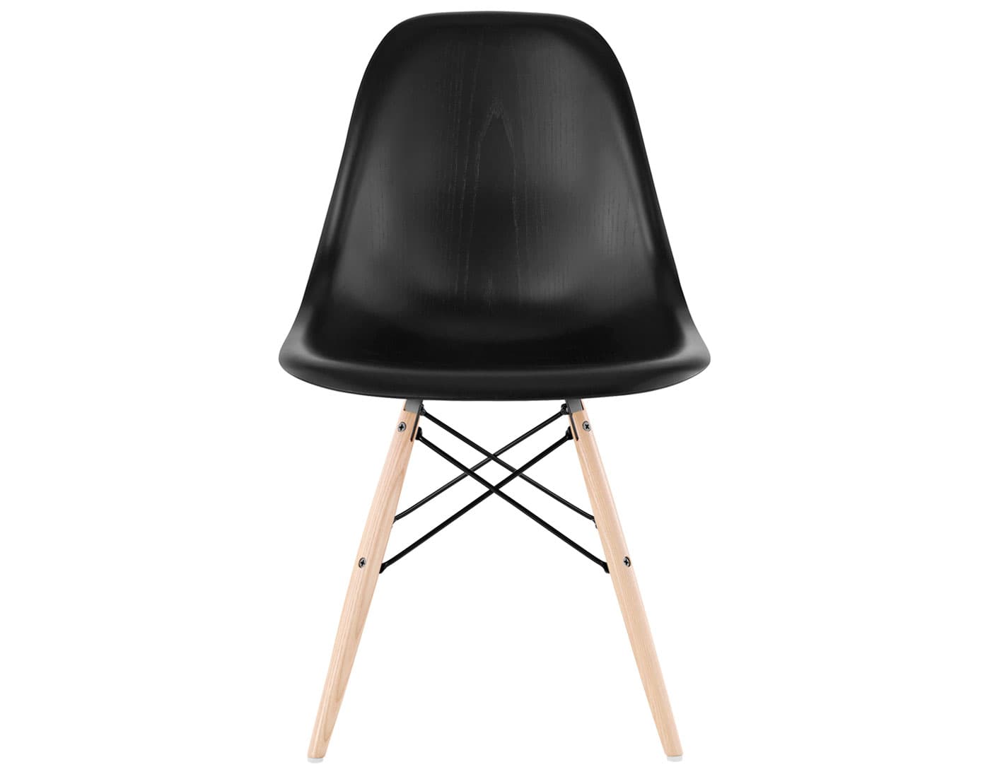 eames molded wood side chair with dowel base / standard glides with felt bottom  / ebony  / black  / white oak with white glides