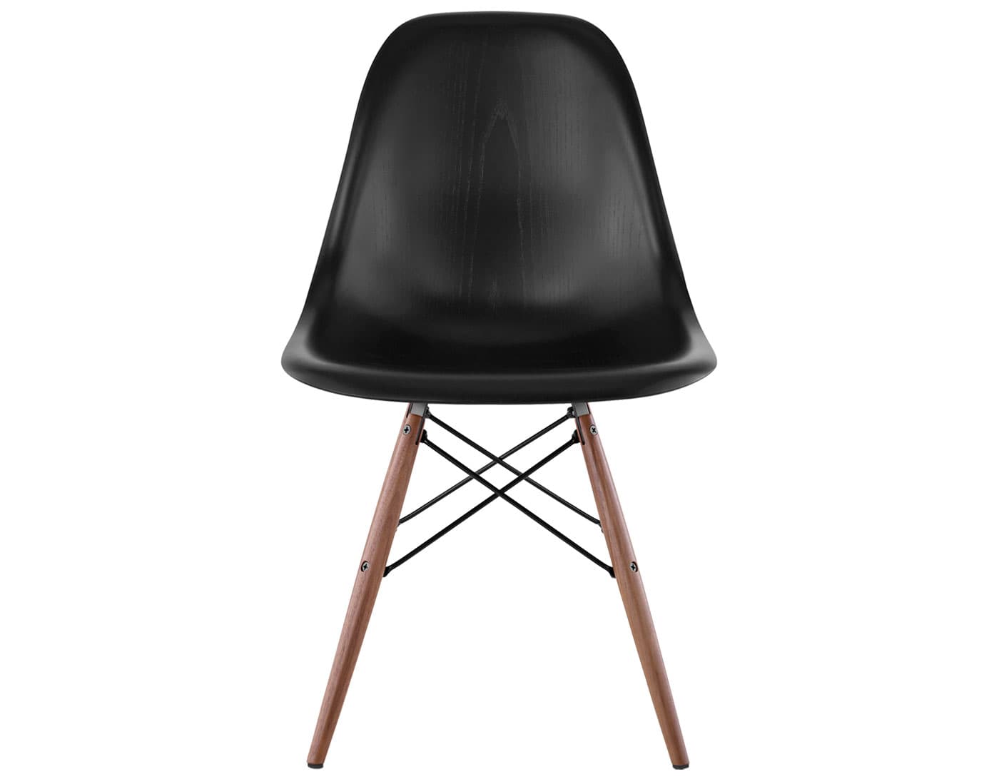 eames molded wood side chair with dowel base / standard glides with felt bottom  / ebony  / black  / walnut with black glides