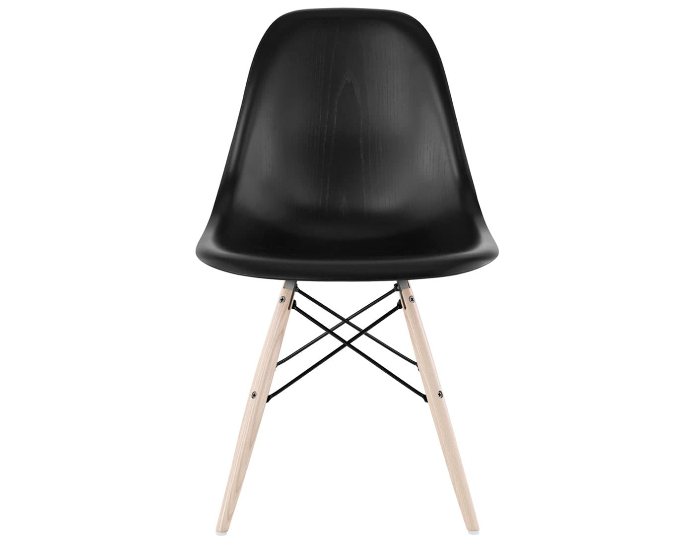 eames molded wood side chair with dowel base / standard glides with felt bottom  / ebony  / black  / white ash with white glides