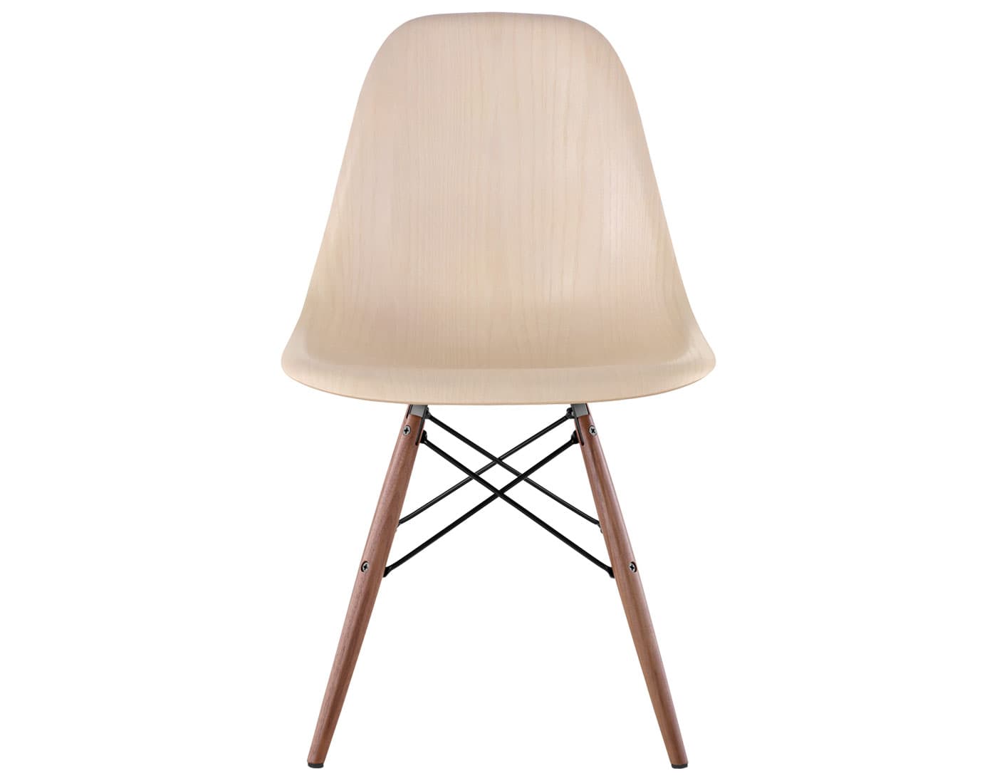 eames molded wood side chair with dowel base / standard glides with felt bottom  / white ash  / black  / walnut with black glides
