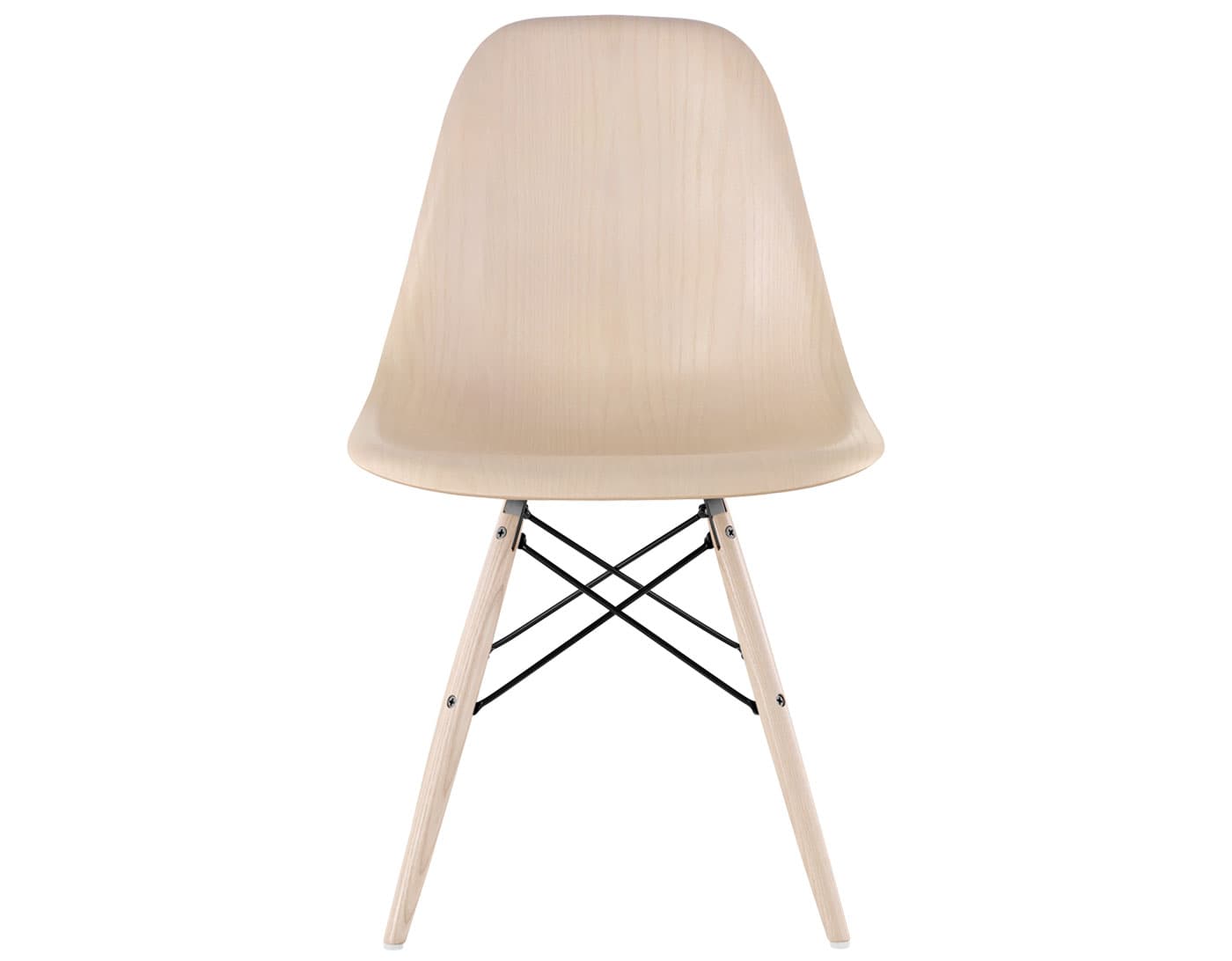 eames molded wood side chair with dowel base / standard glides with felt bottom  / white ash  / black  / white ash with white glides
