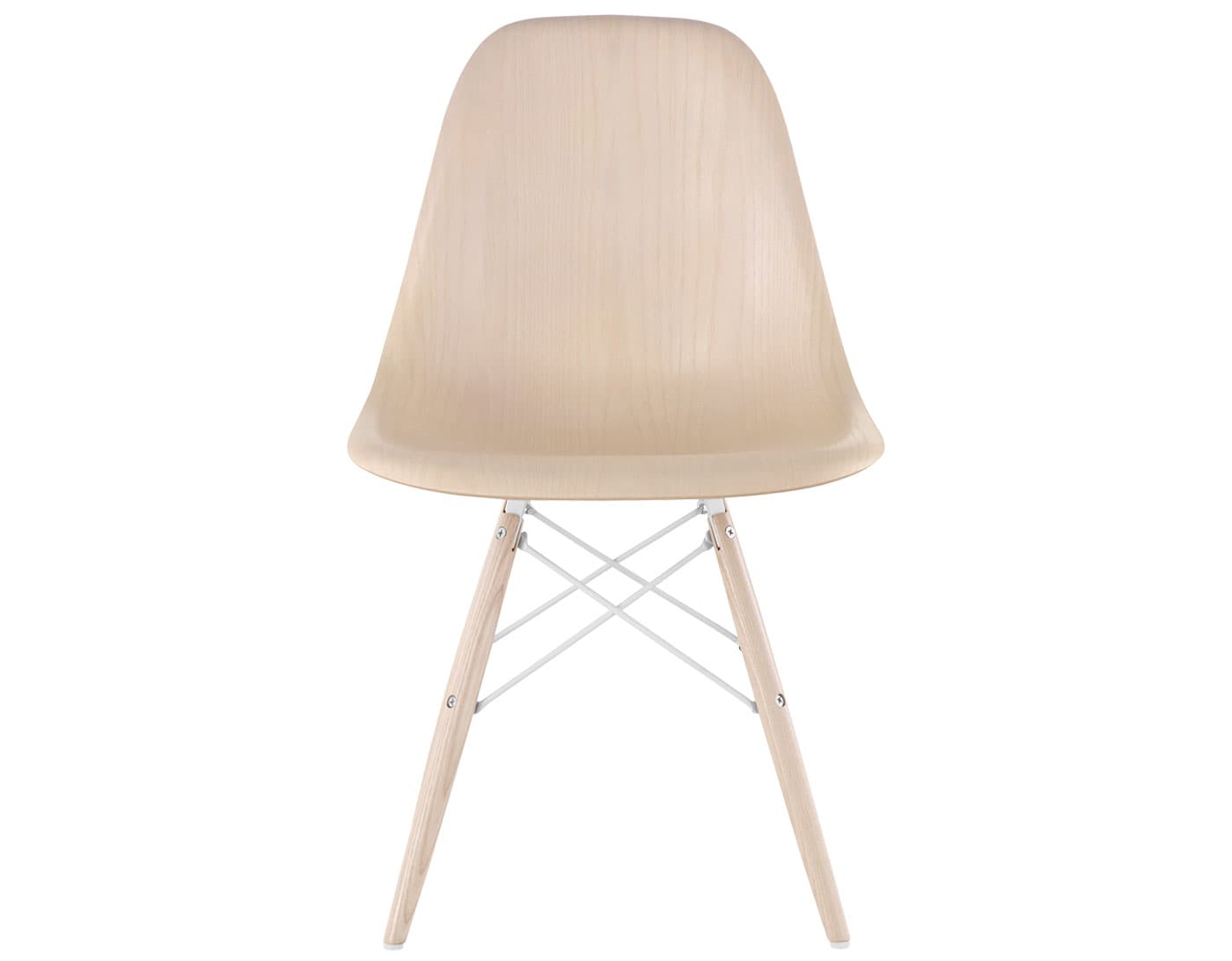 eames molded wood side chair with dowel base / standard glides with felt bottom  / white ash  / white  / white ash with white glides