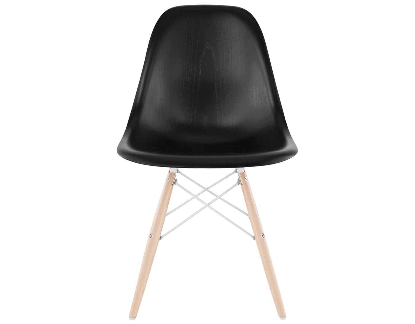 eames molded wood side chair with dowel base / standard glides  / ebony  / white  / maple with white glides