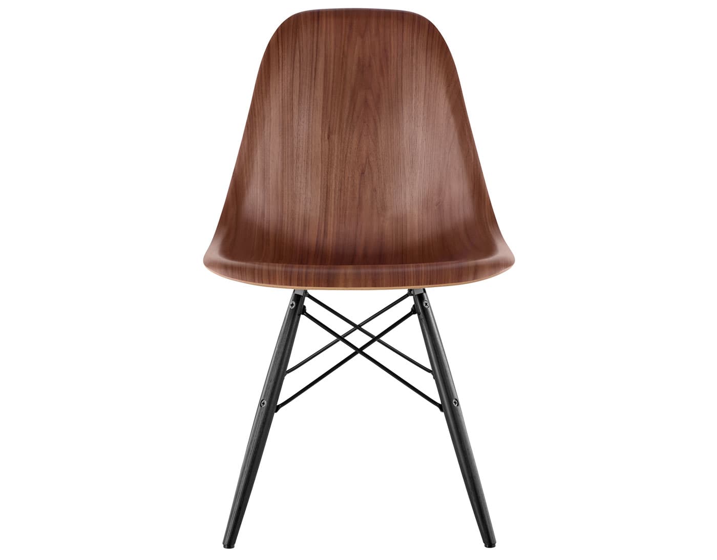 eames molded wood side chair with dowel base / standard glides  / walnut  / black  / ebony with black glides