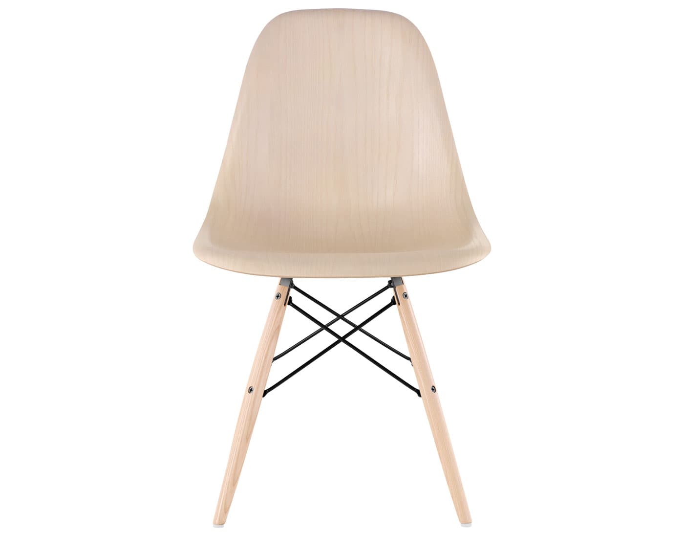 eames molded wood side chair with dowel base / standard glides with felt bottom  / white ash  / black  / white oak with white glides