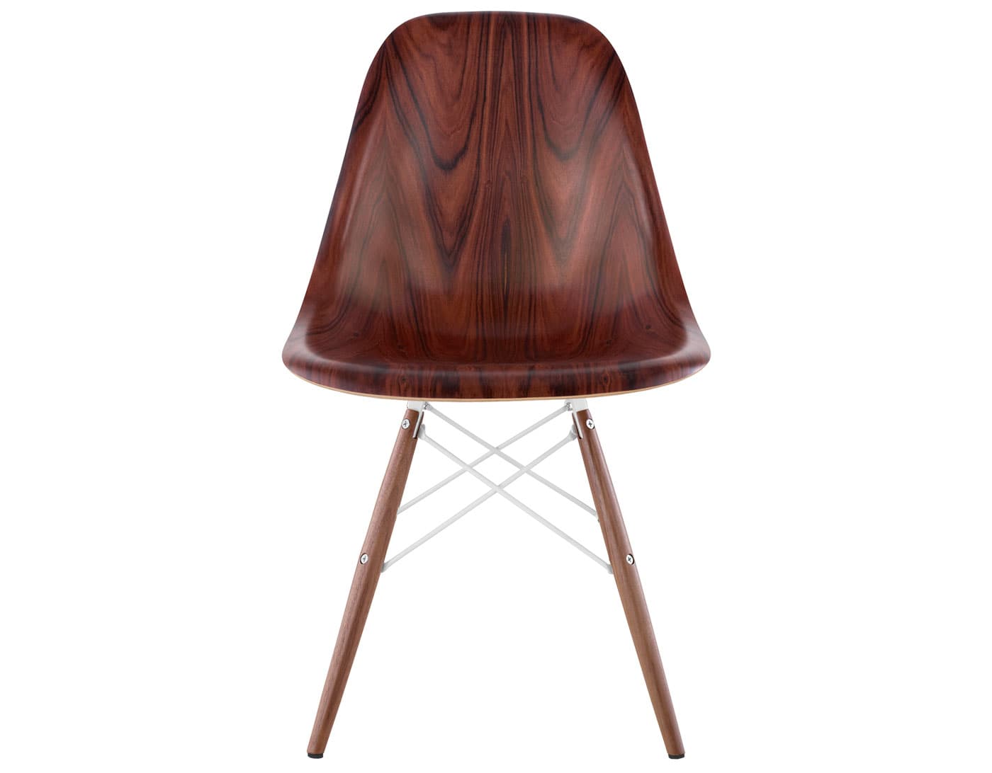 eames molded wood side chair with dowel base / standard glides  / santos palisander  / white  / walnut with black glides