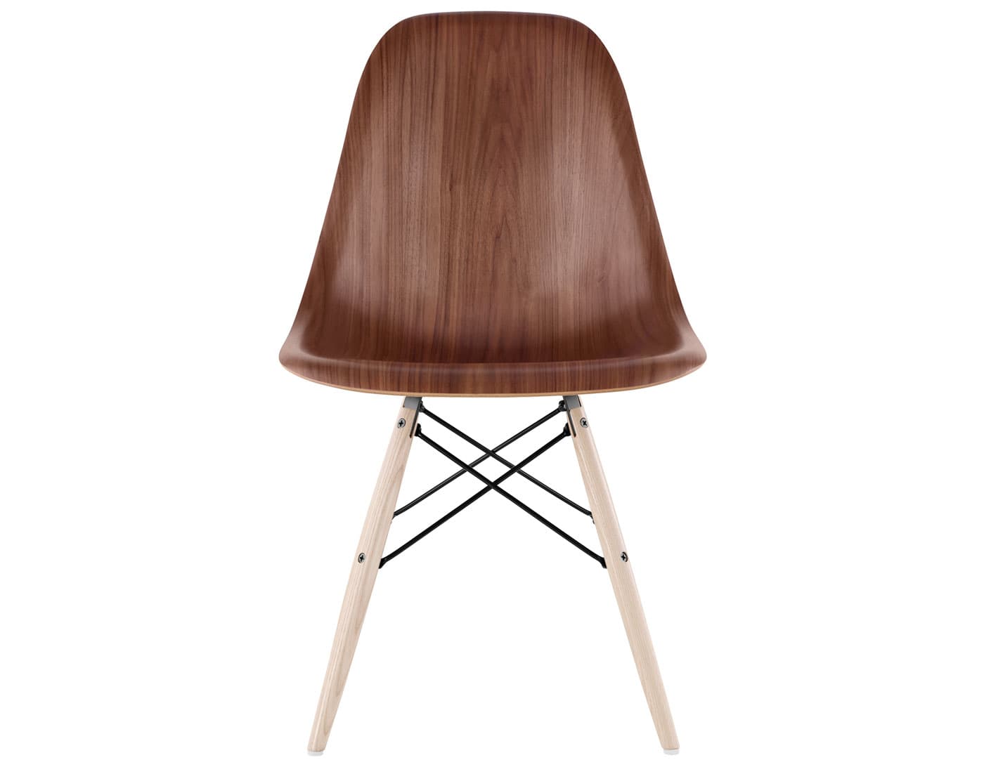 eames molded wood side chair with dowel base / standard glides  / walnut  / black  / white ash with white glides