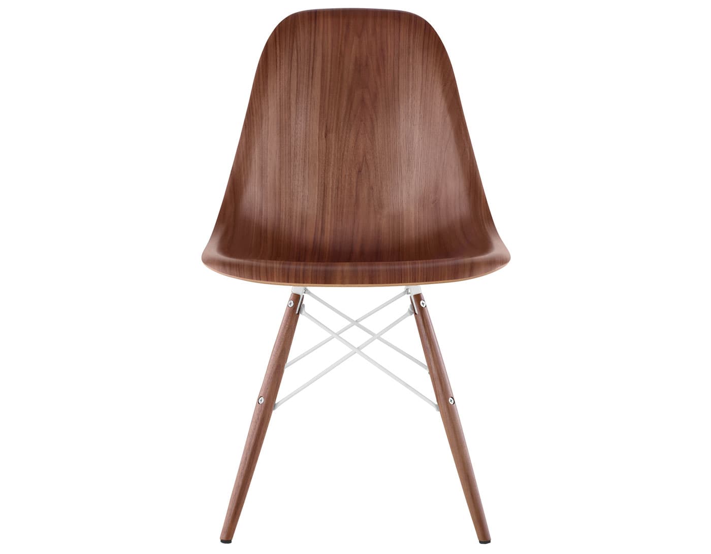eames molded wood side chair with dowel base / standard glides  / walnut  / white  / walnut with black glides