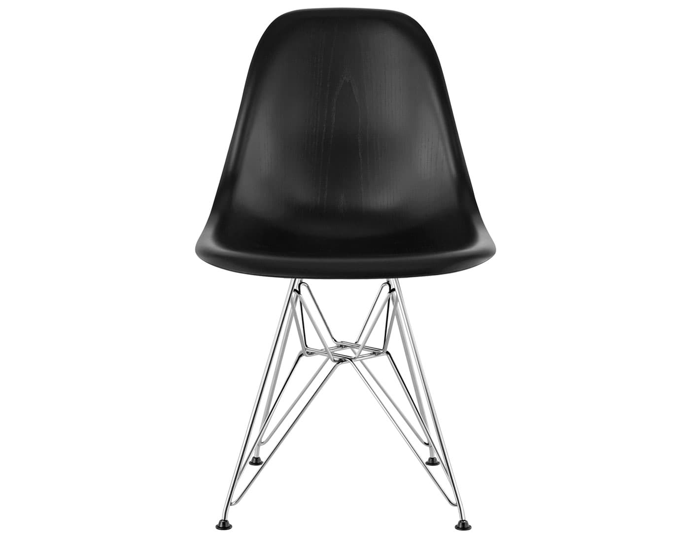 eames molded wood side chair with wire base / standard glides with felt bottom  / ebony  / trivalent chrome