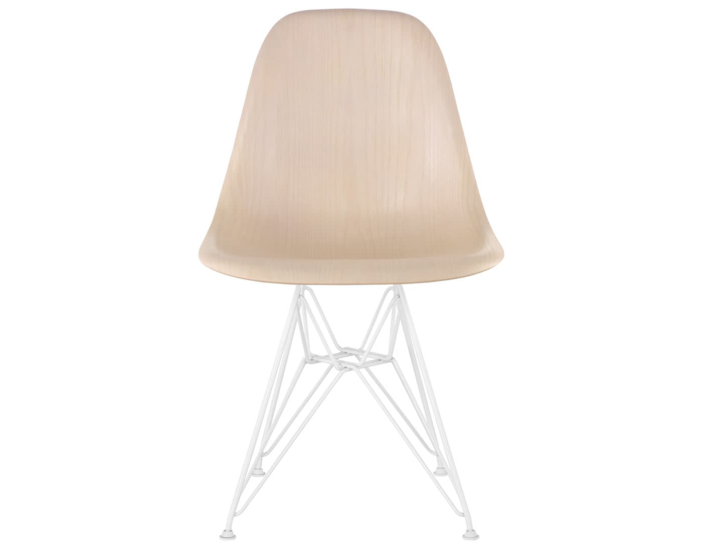 eames molded wood side chair with wire base / standard glides with felt bottom  / white ash  / white