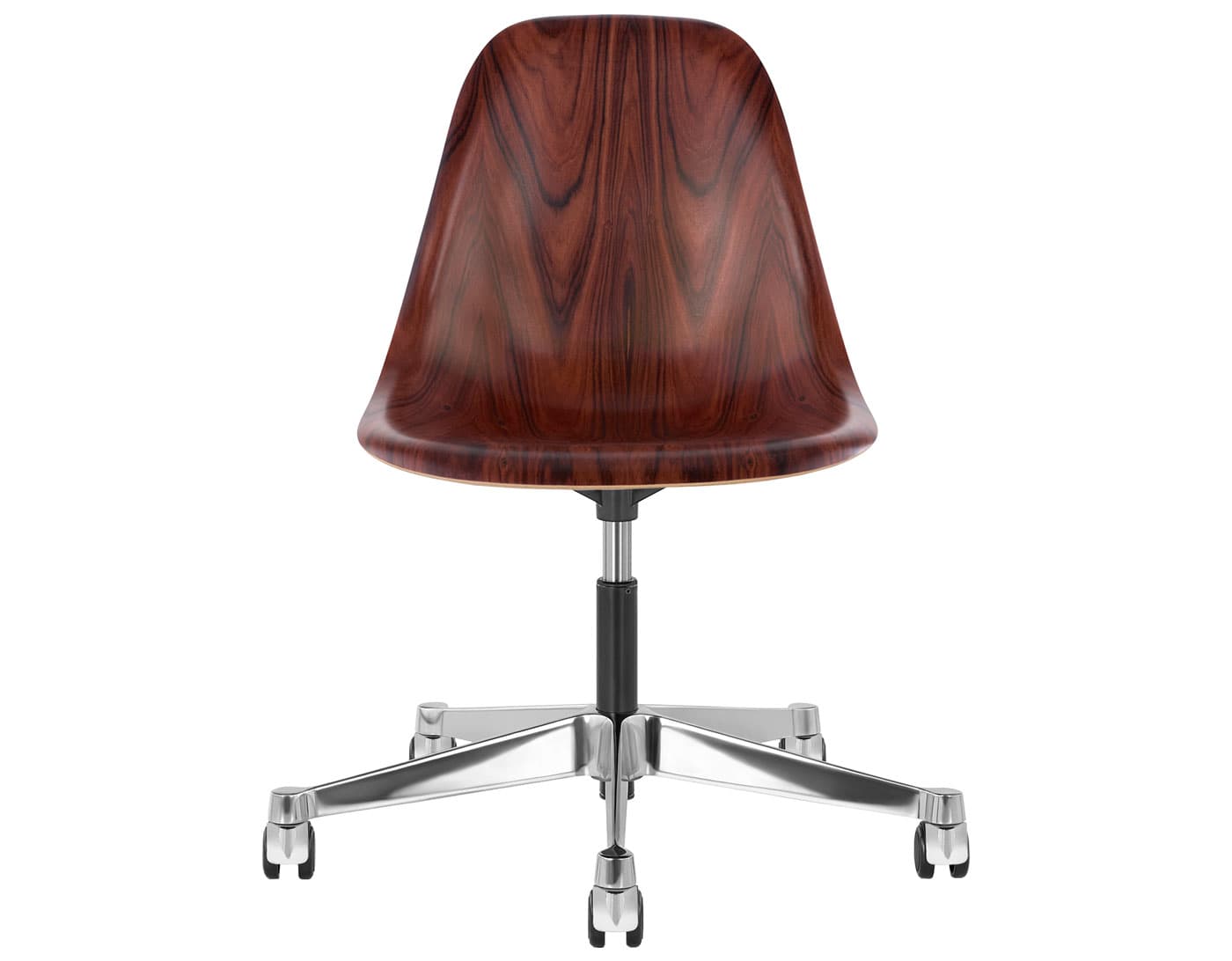 chrome - 2" hard double wheel casters - carpet (VD) / santos palisander (9N) / no seat pad