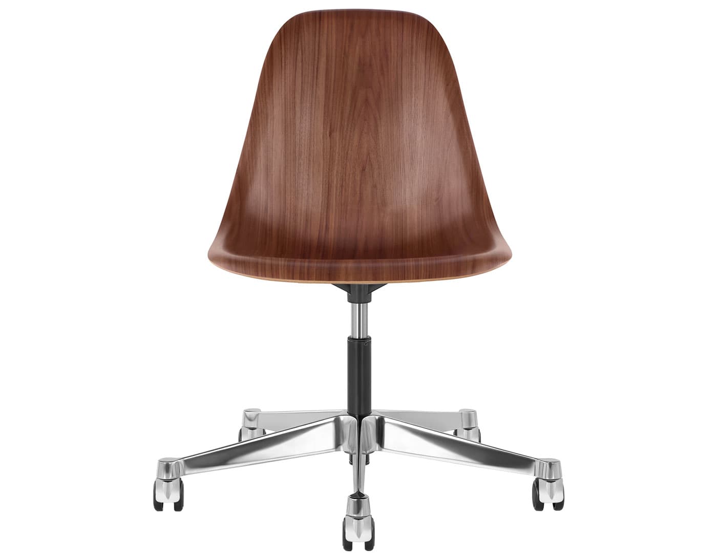 chrome - 2" hard double wheel casters - carpet (VD) / walnut (OU) / no seat pad