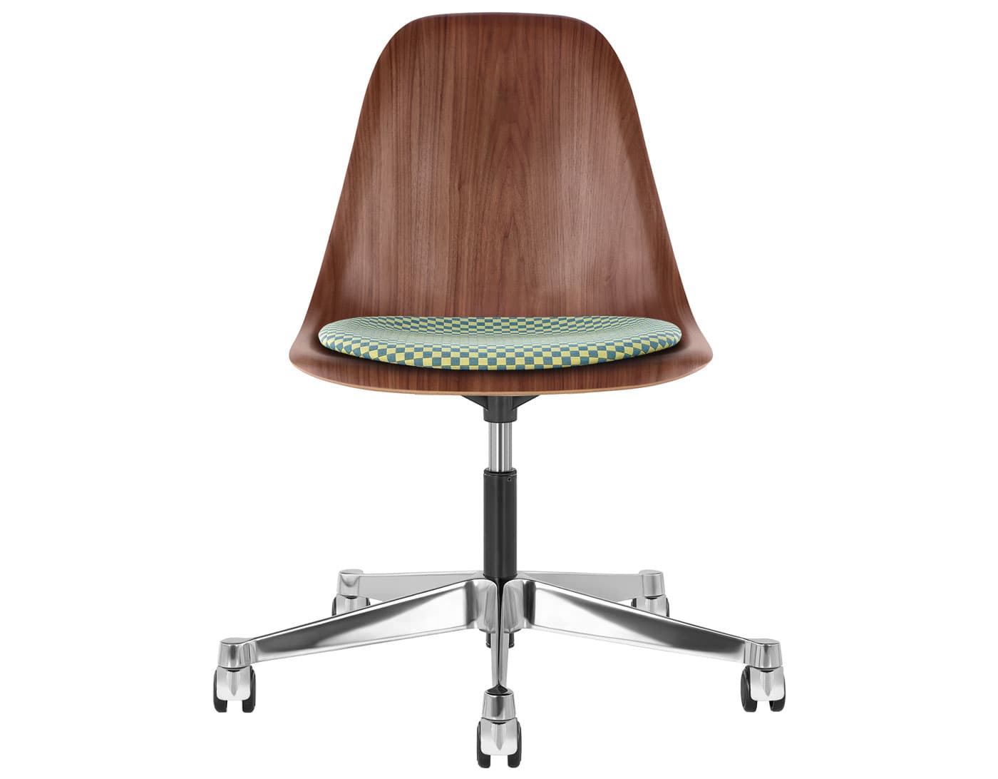 chrome - 2" hard double wheel casters - carpet (VD) / walnut (OU) / checker - ultramarine/emerald (V1204)