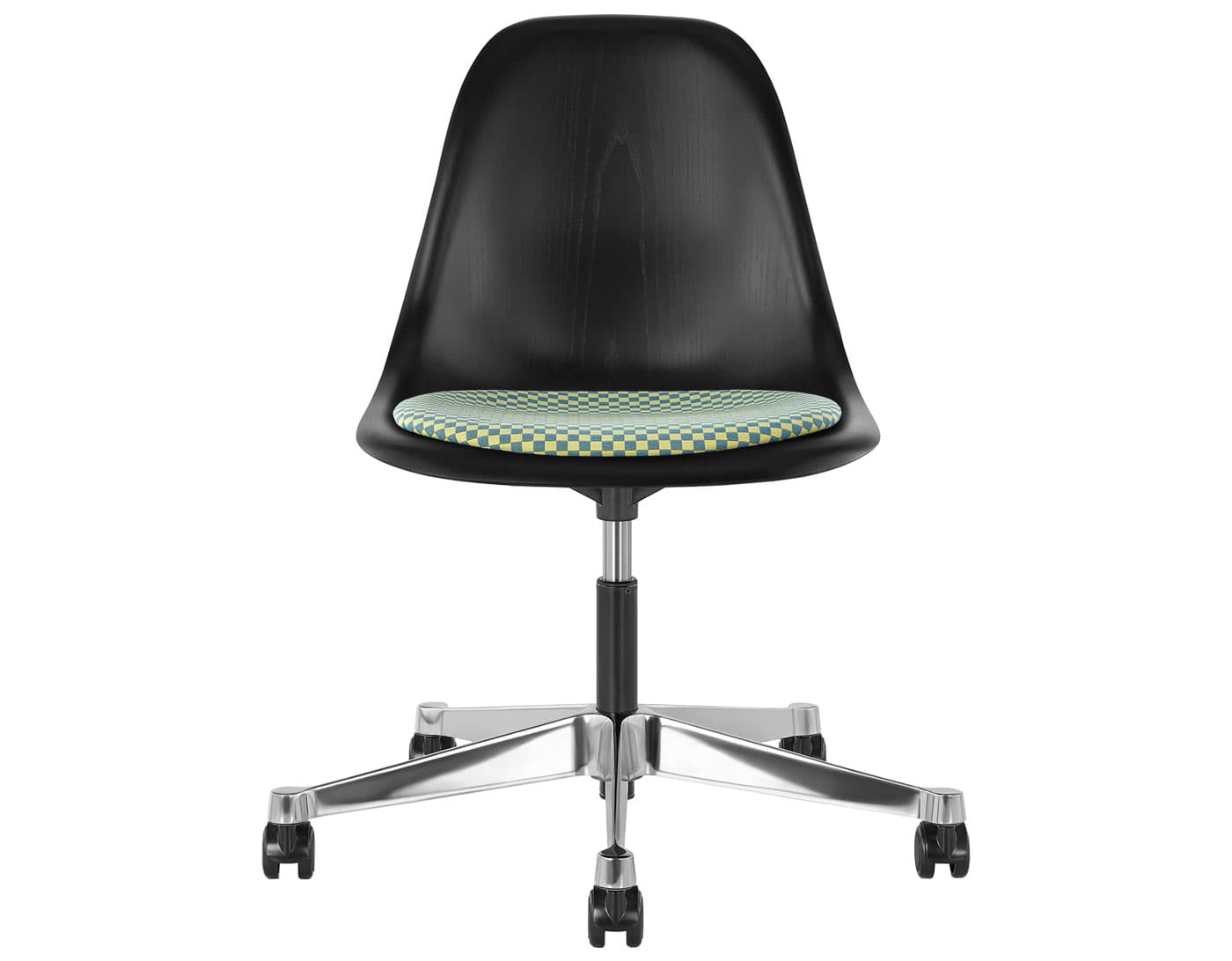 black - 2" soft double wheel casters - hard floor/carpet (BSC) / ebony (EN) / checker - ultramarine/emerald (V1204)