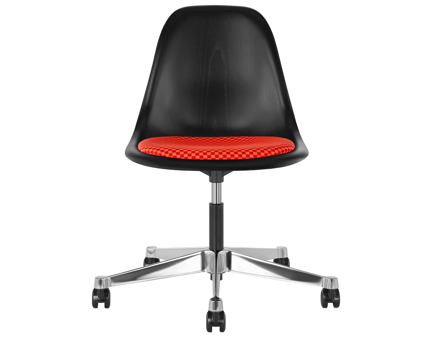 black - 2" soft double wheel casters - hard floor/carpet (BSC) / ebony (EN) / checker - crimson/orange (V1213)