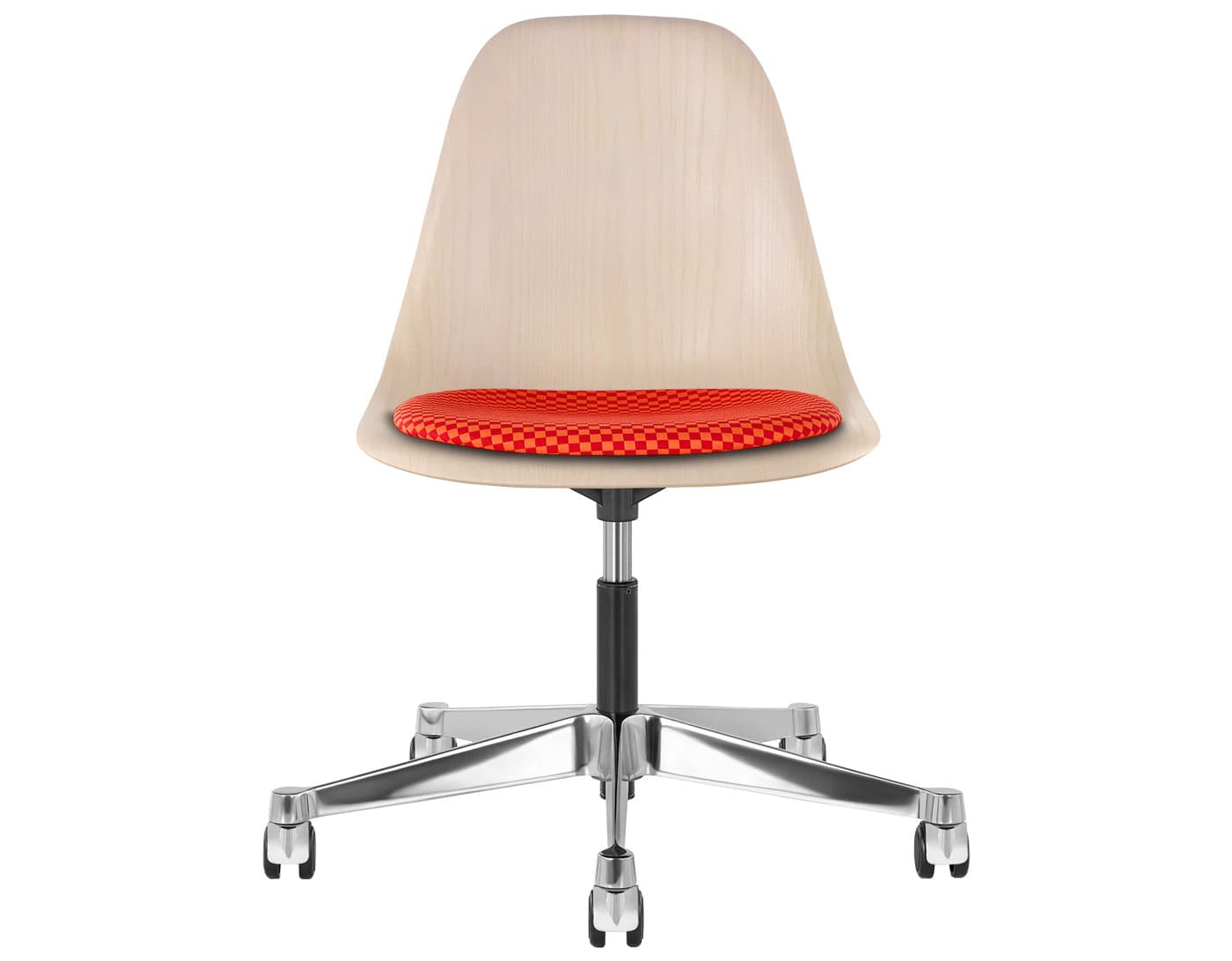 chrome - 2" hard double wheel casters - carpet (VD) / white ash (A2) / checker - crimson/orange (V1213)