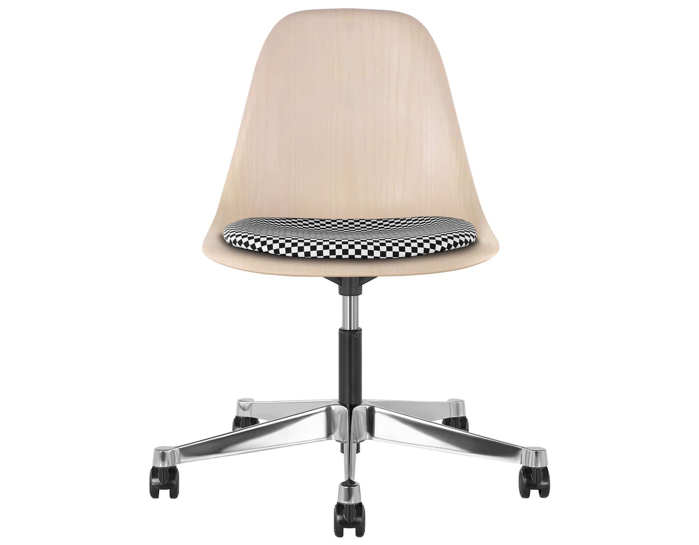 black - 2" soft double wheel casters - hard floor/carpet (BSC) / white ash (A2) / checker - black/white (V1207)