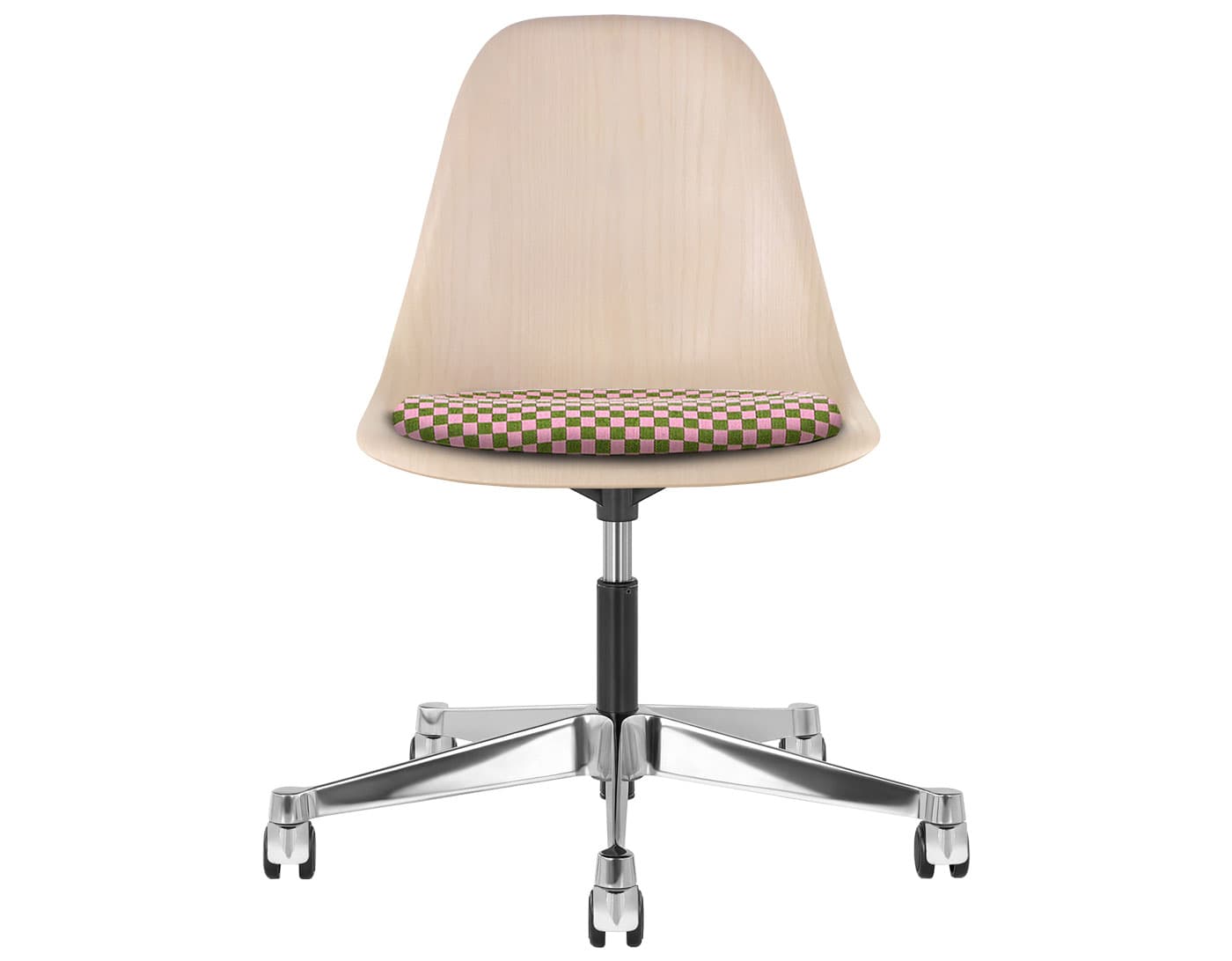 chrome - 2" hard double wheel casters - carpet (VD) / white ash (A2) / checker - olive/pink (V1211)